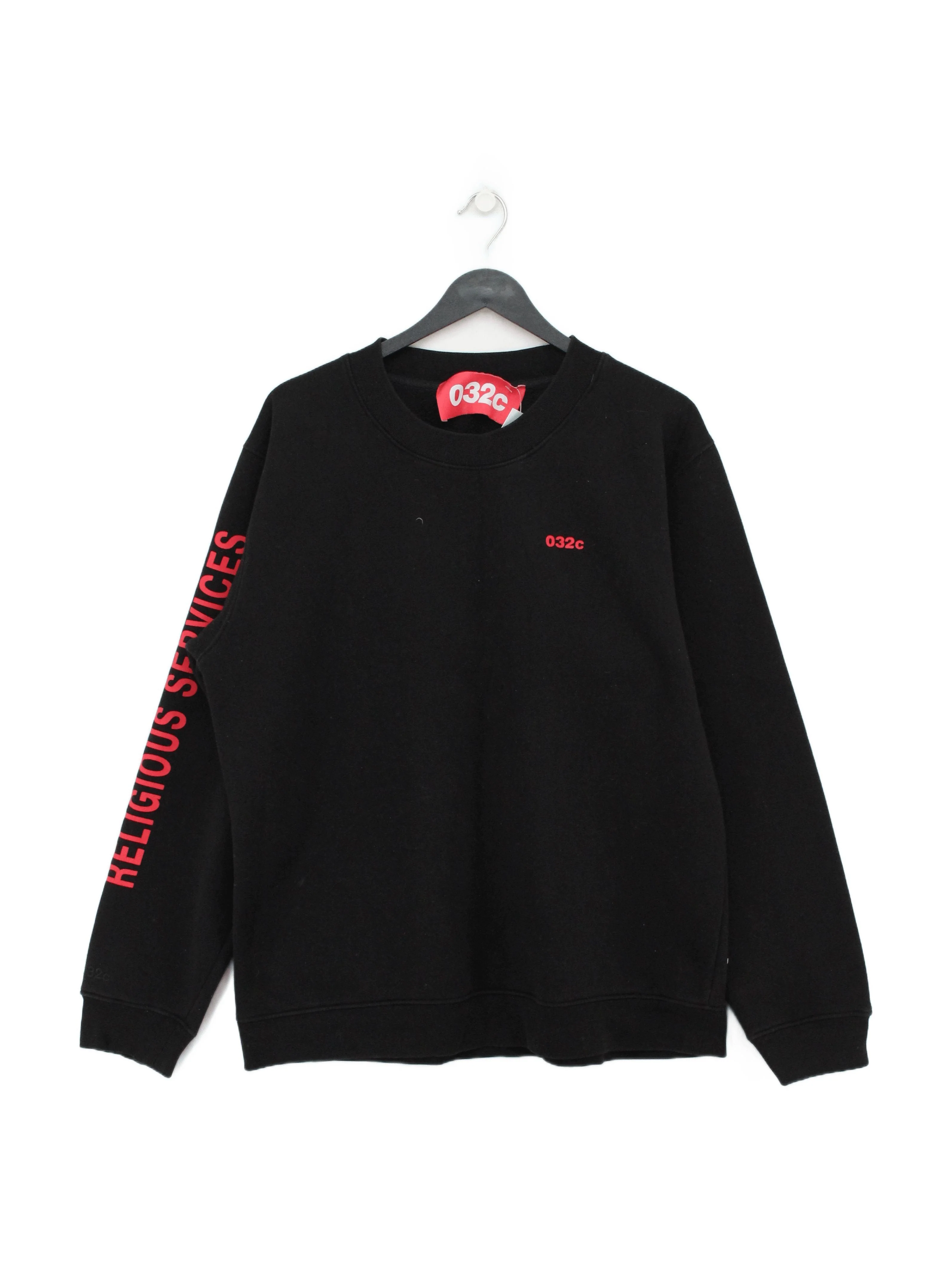 032C Men's Hoodie M Black Graphic Cotton with Polyester Pullover