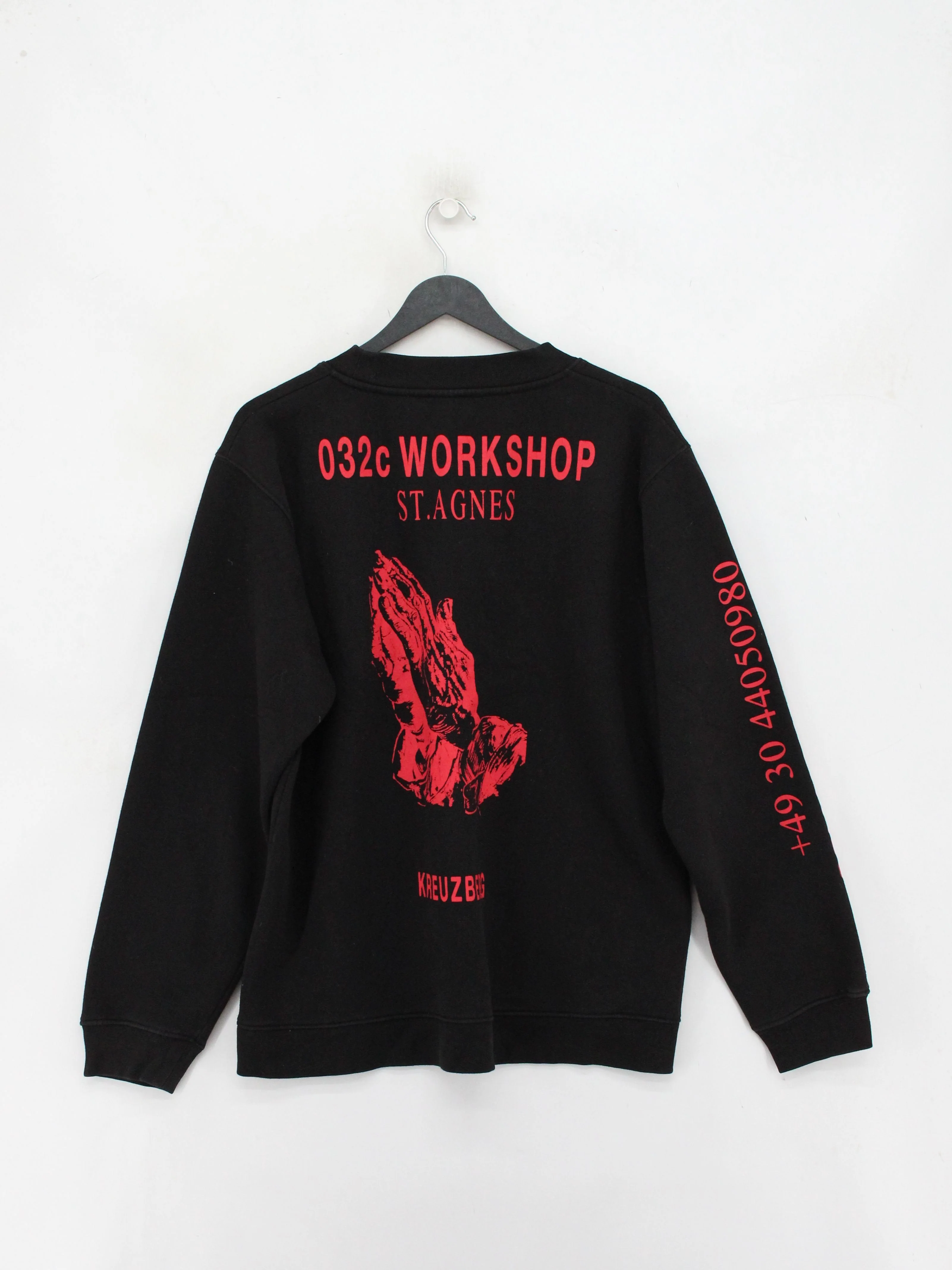 032C Men's Hoodie M Black Graphic Cotton with Polyester Pullover - Image 2
