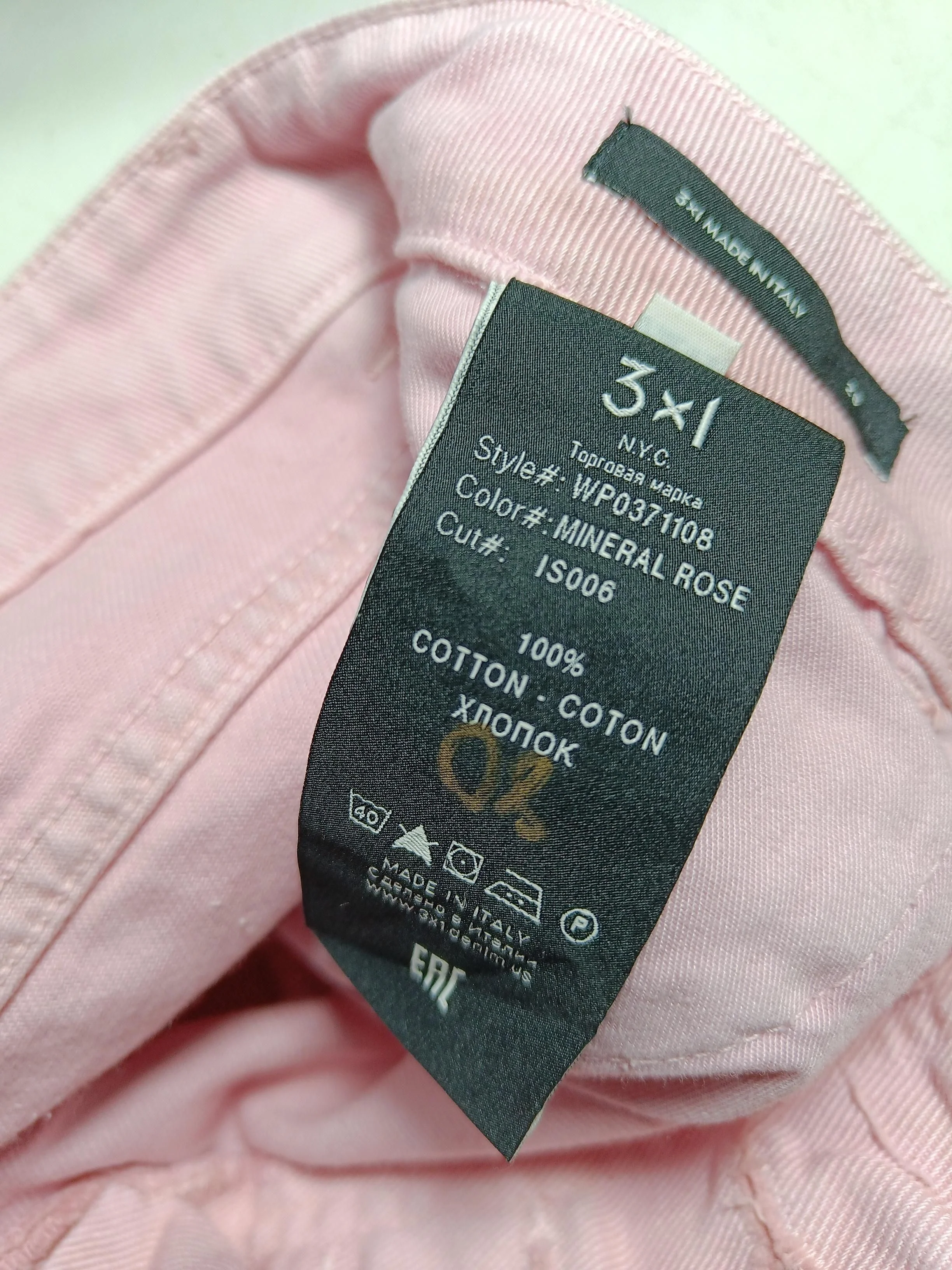 3x1 Women's Jeans W 32 in Pink 100% Cotton Straight - Image 6