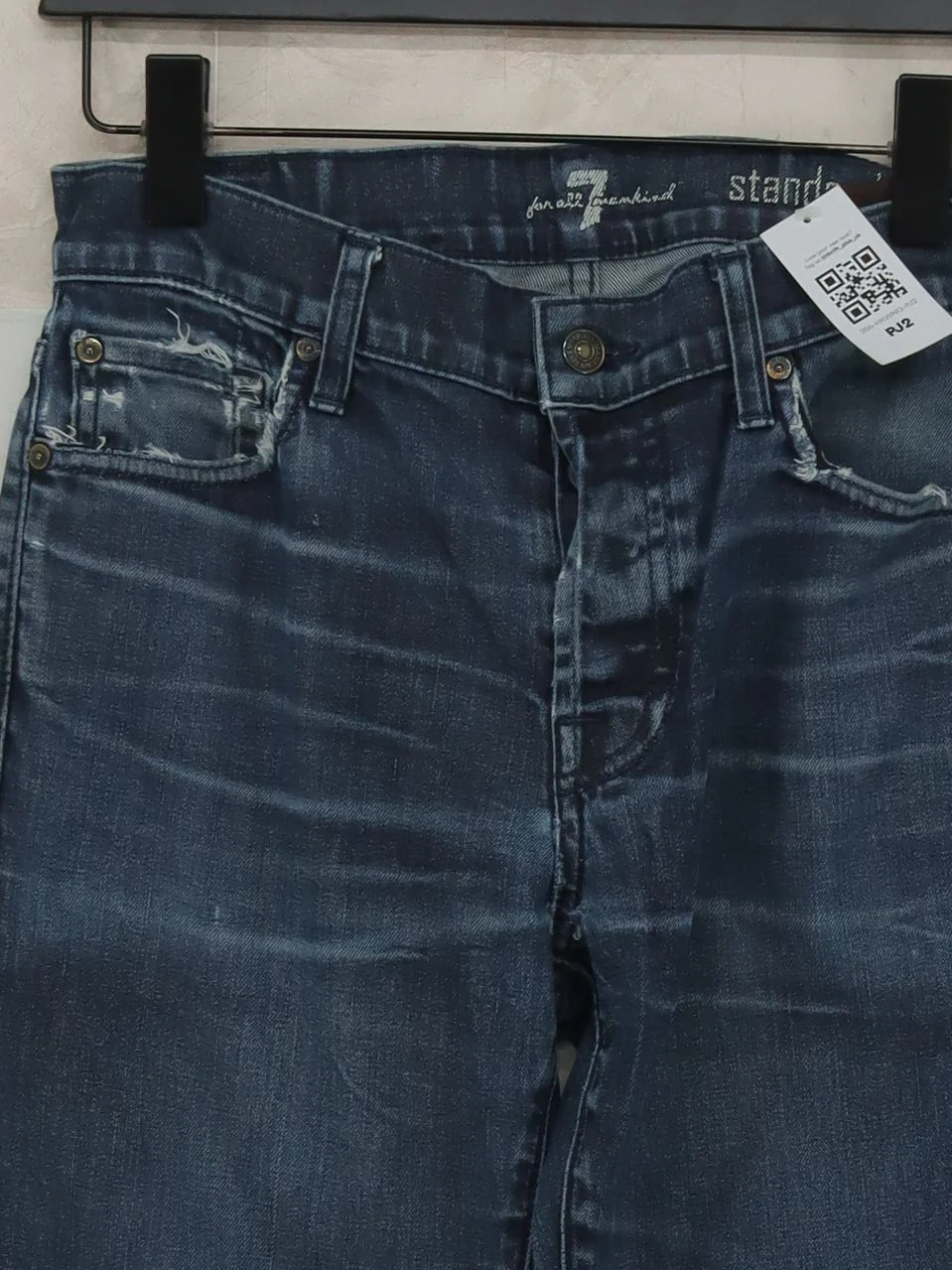 7 For All Mankind Men's Jeans W 30 in Blue Cotton with Spandex Straight - Image 3
