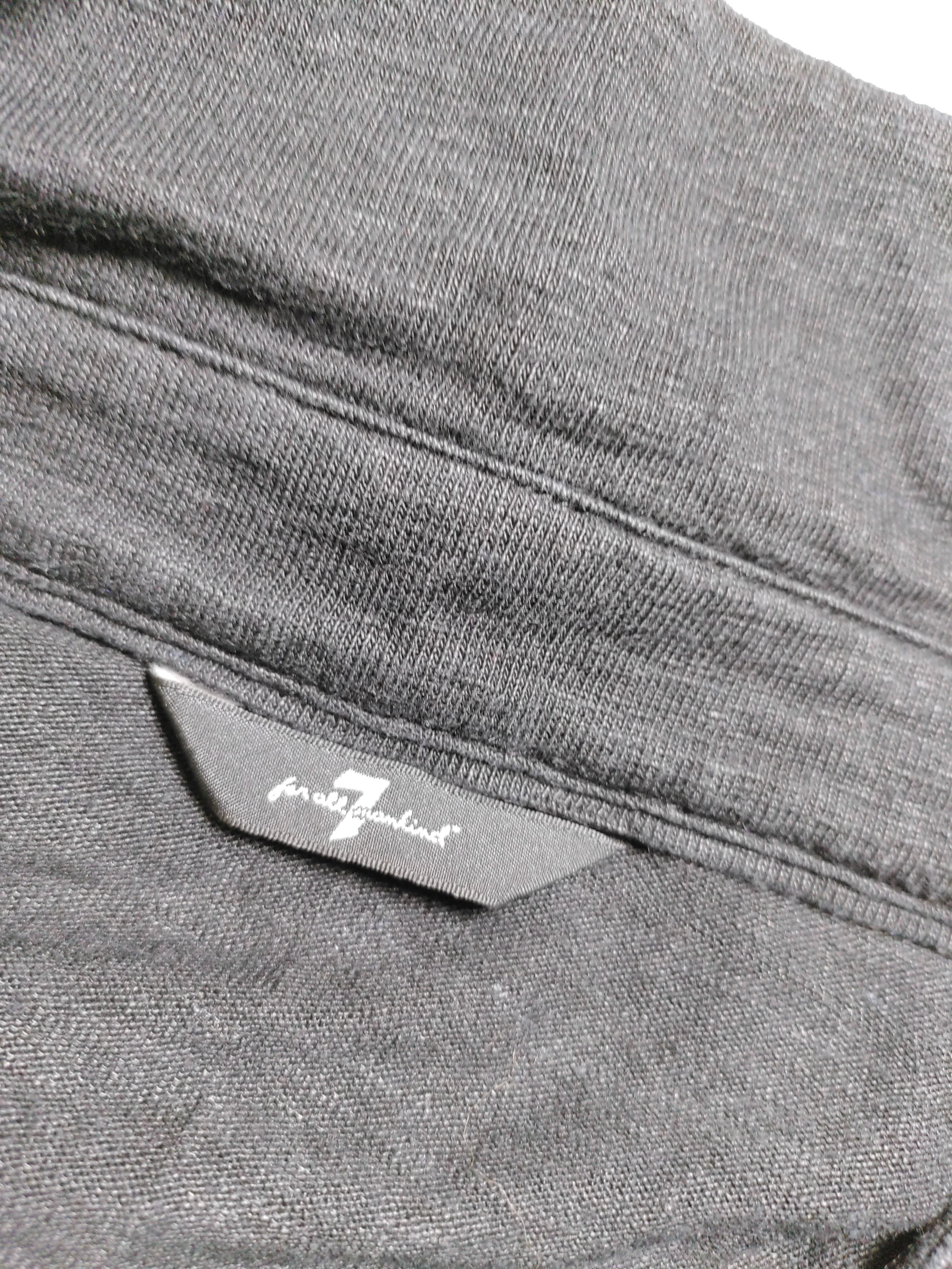 7 For All Mankind Men's Polo M Black Linen with Elastane Basic - Image 5