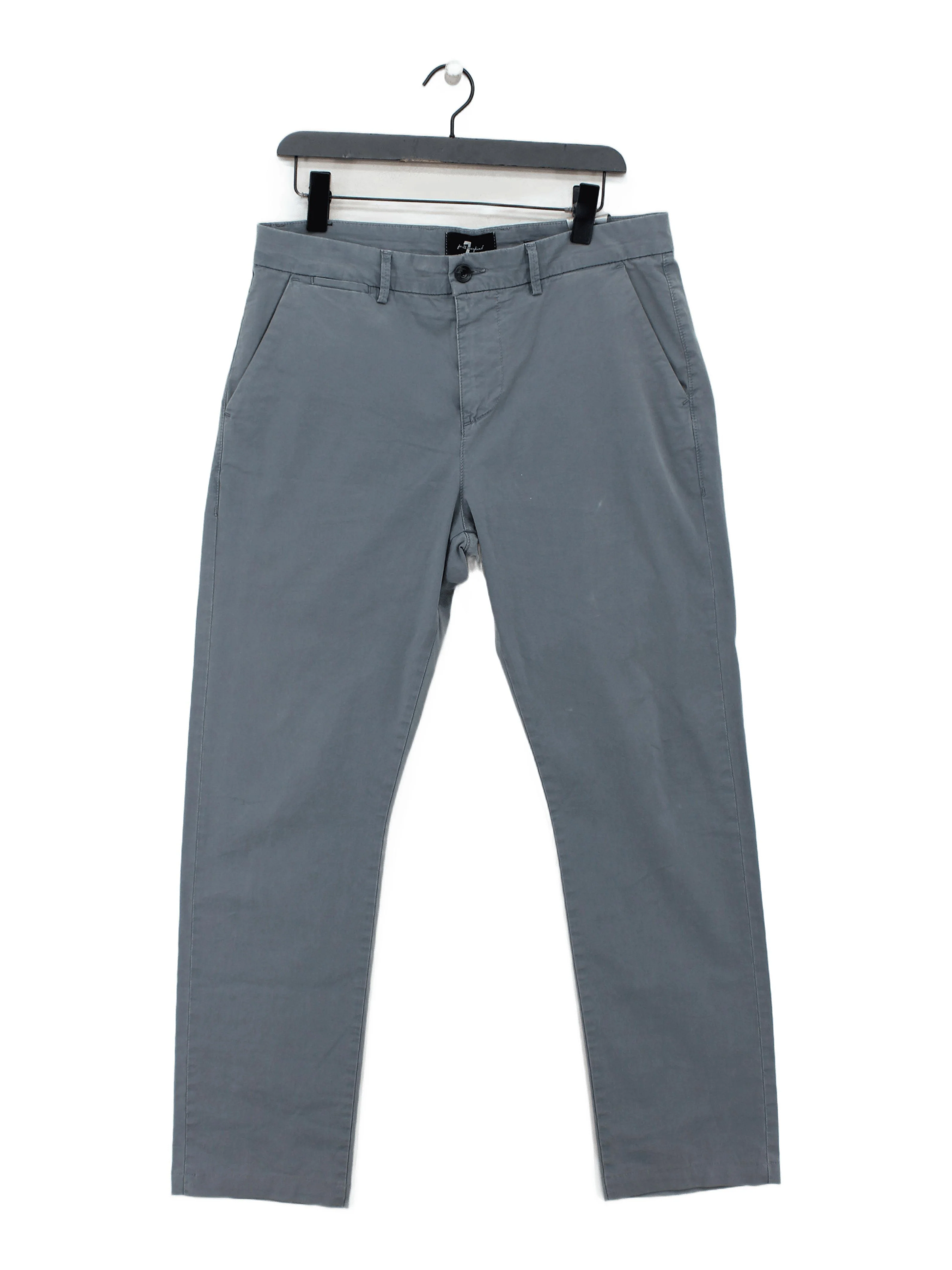 7 For All Mankind Men's Trousers W 34 in Grey Cotton with Elastane Chino