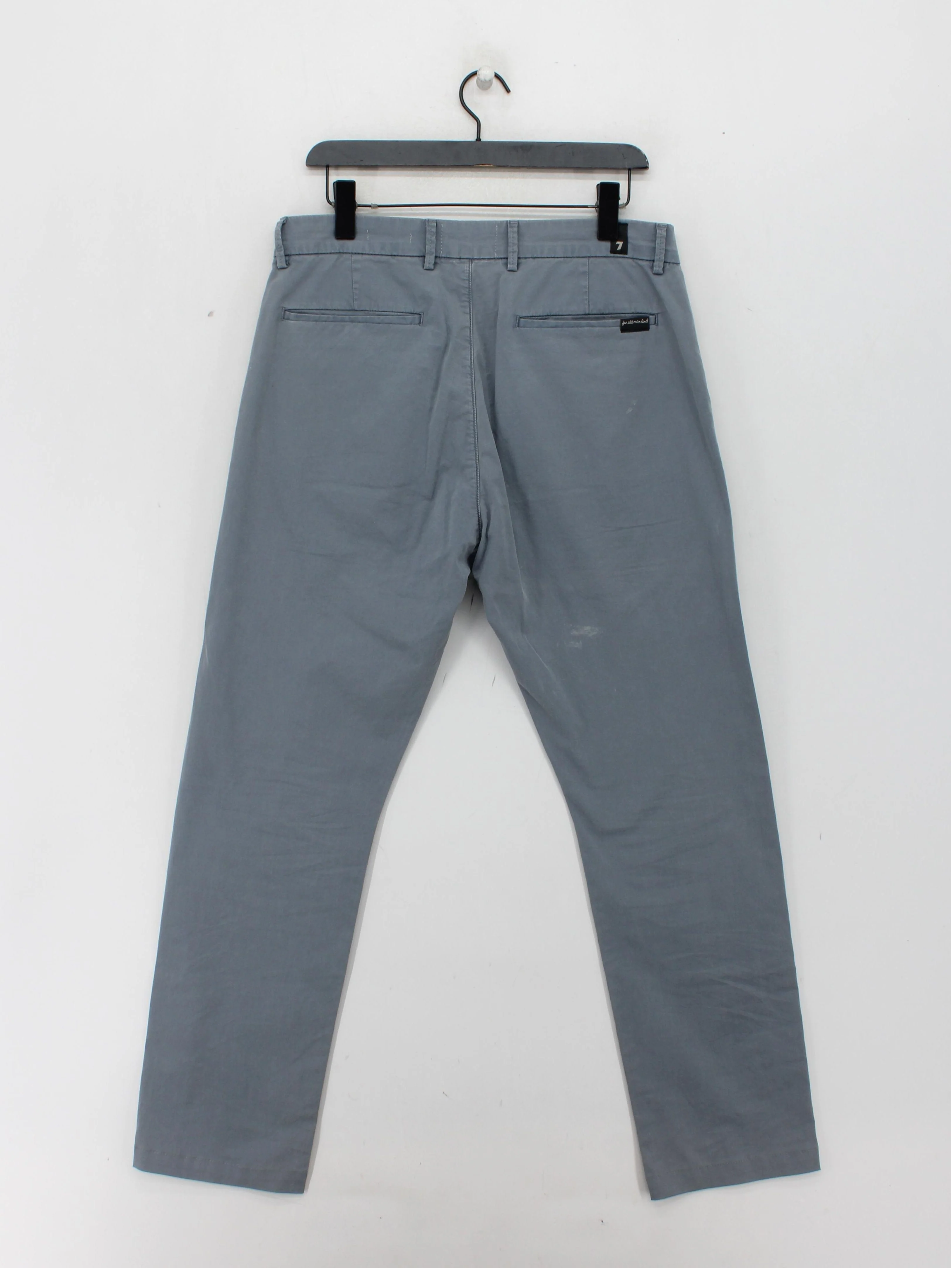 7 For All Mankind Men's Trousers W 34 in Grey Cotton with Elastane Chino - Image 2