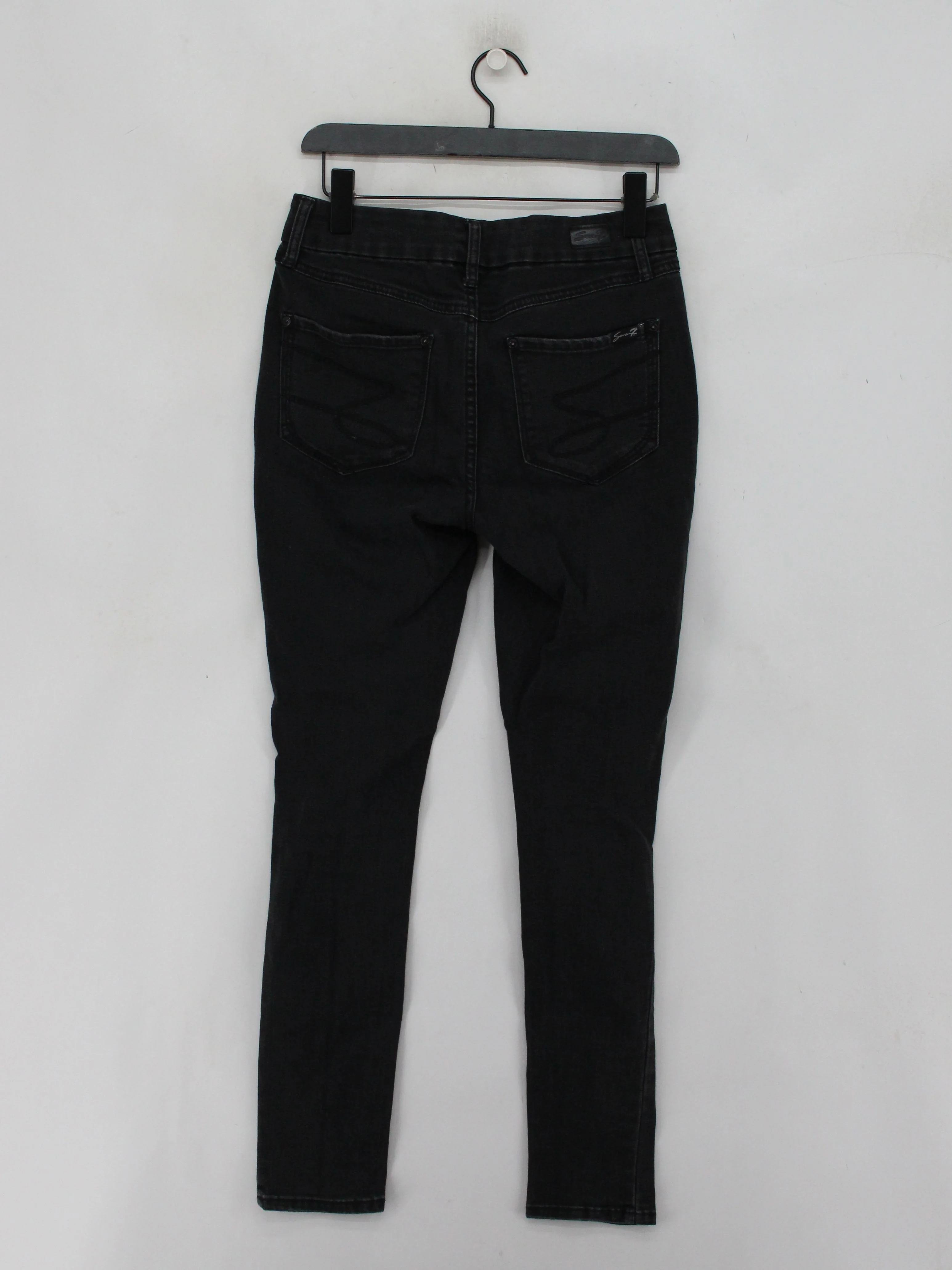 7 For All Mankind Women's Jeans UK 8 Black Cotton with Polyester, Spandex Skinny - Image 2