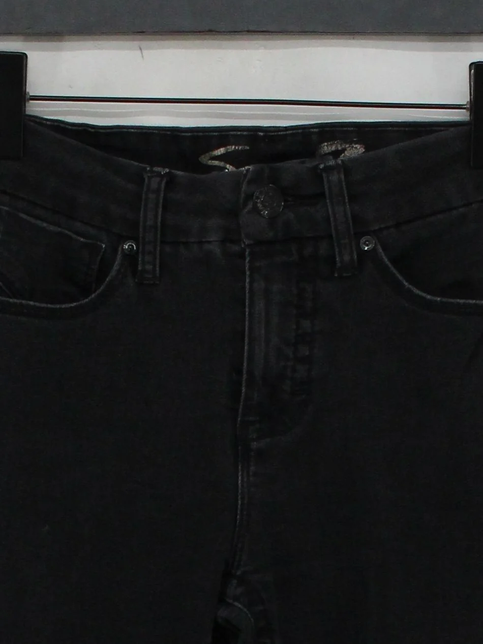 7 For All Mankind Women's Jeans UK 8 Black Cotton with Polyester, Spandex Skinny - Image 3