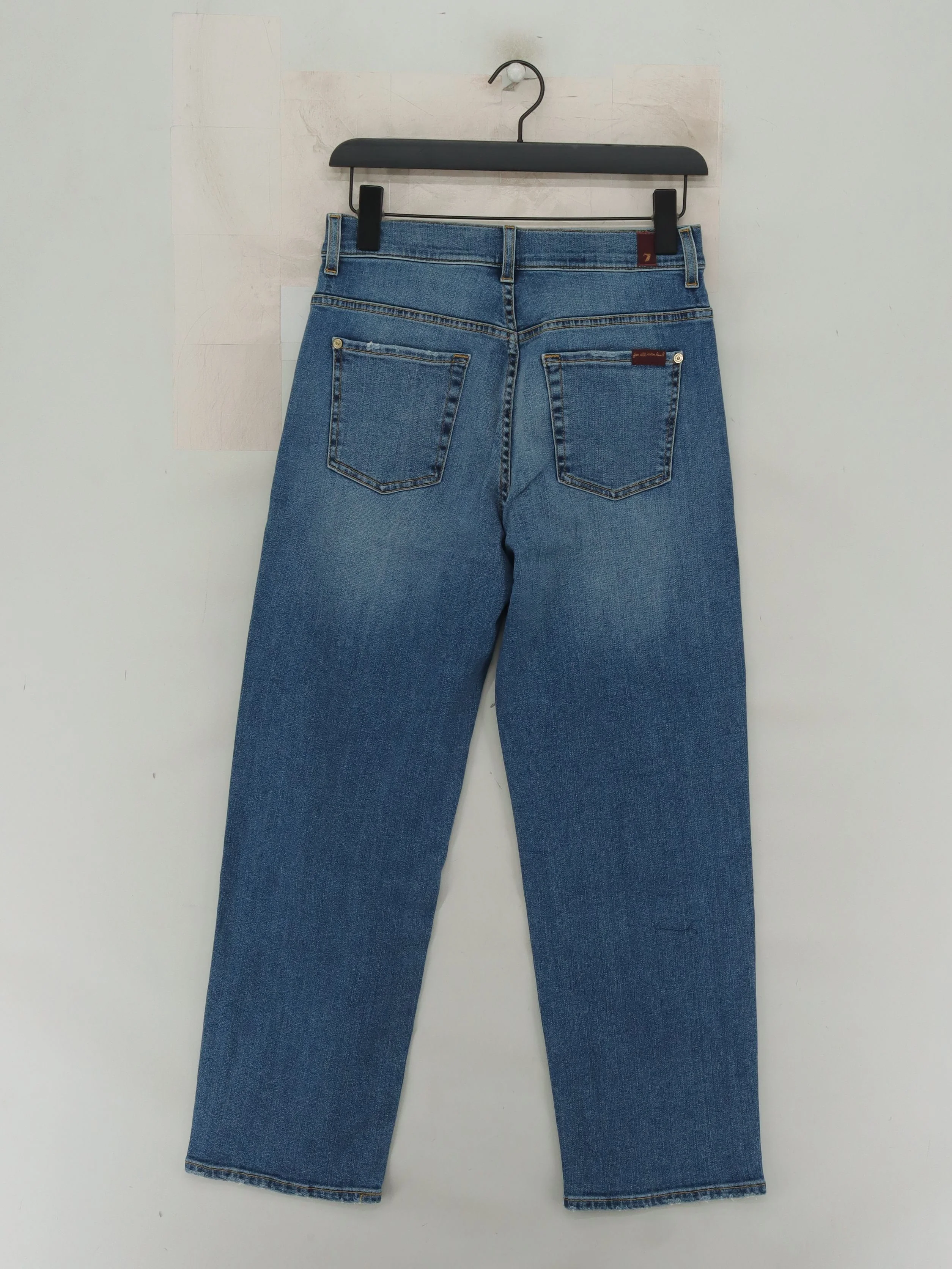 7 For All Mankind Women's Jeans W 26 in Blue Cotton with Polyester Mom - Image 2