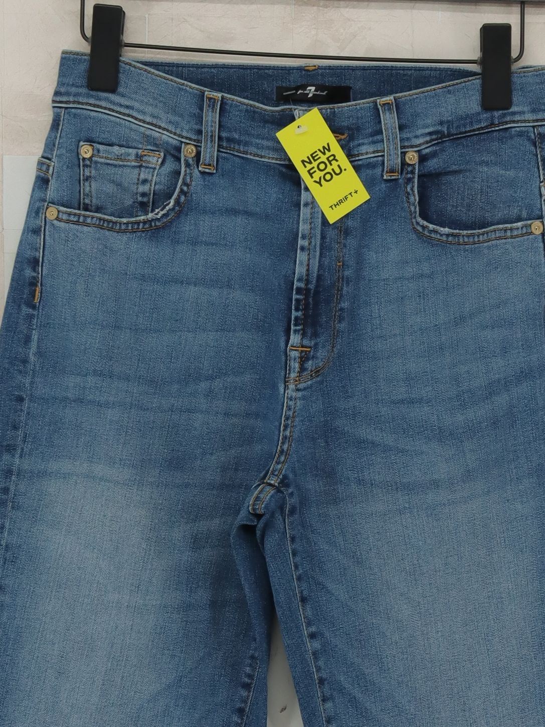 7 For All Mankind Women's Jeans W 26 in Blue Cotton with Polyester Mom - Image 3
