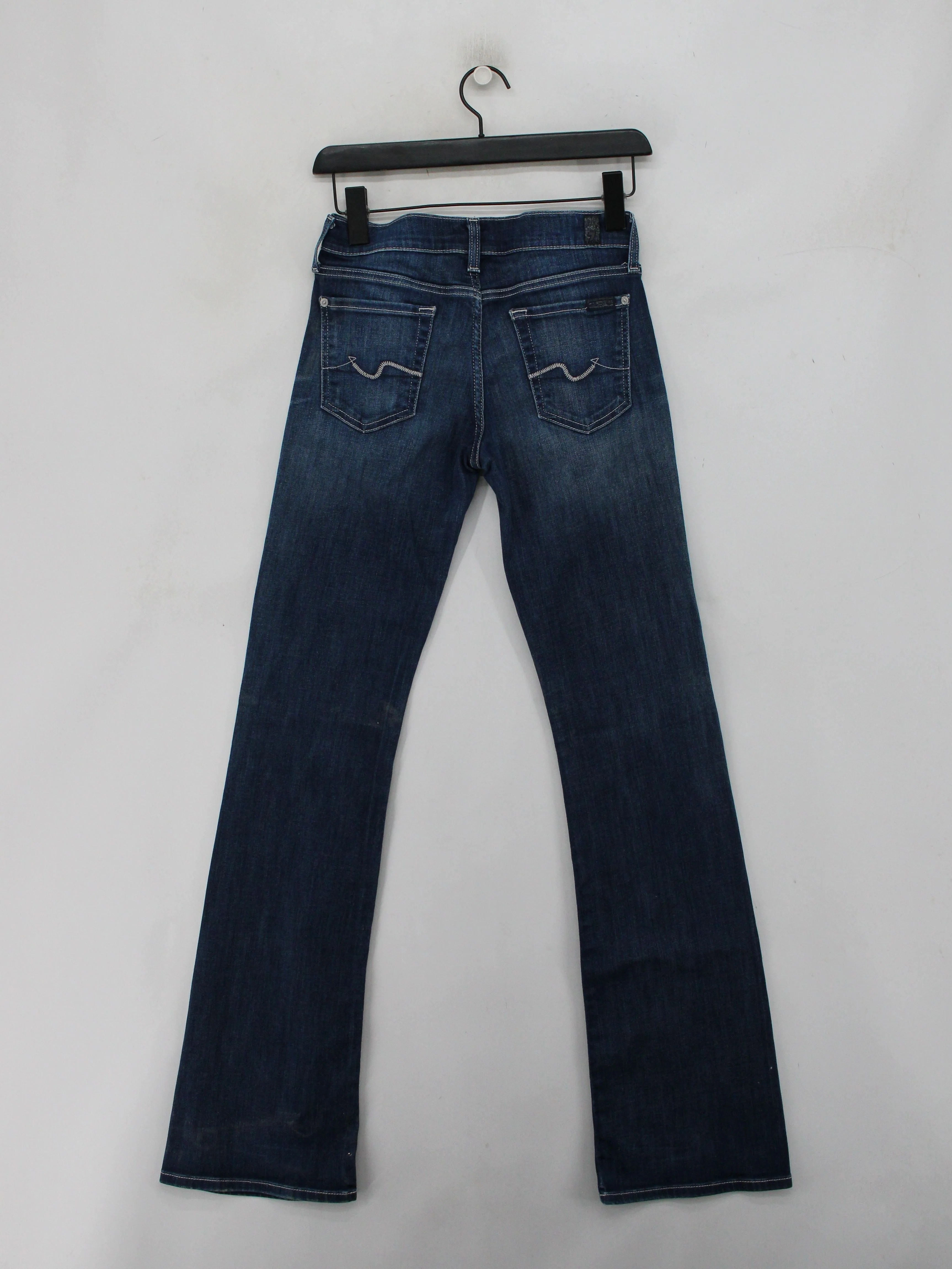 7 For All Mankind Women's Jeans W 26 in Blue Cotton with Spandex Flared - Image 2