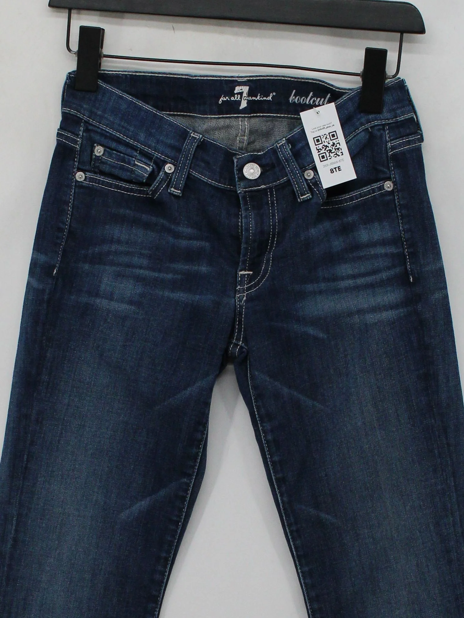 7 For All Mankind Women's Jeans W 26 in Blue Cotton with Spandex Flared - Image 3