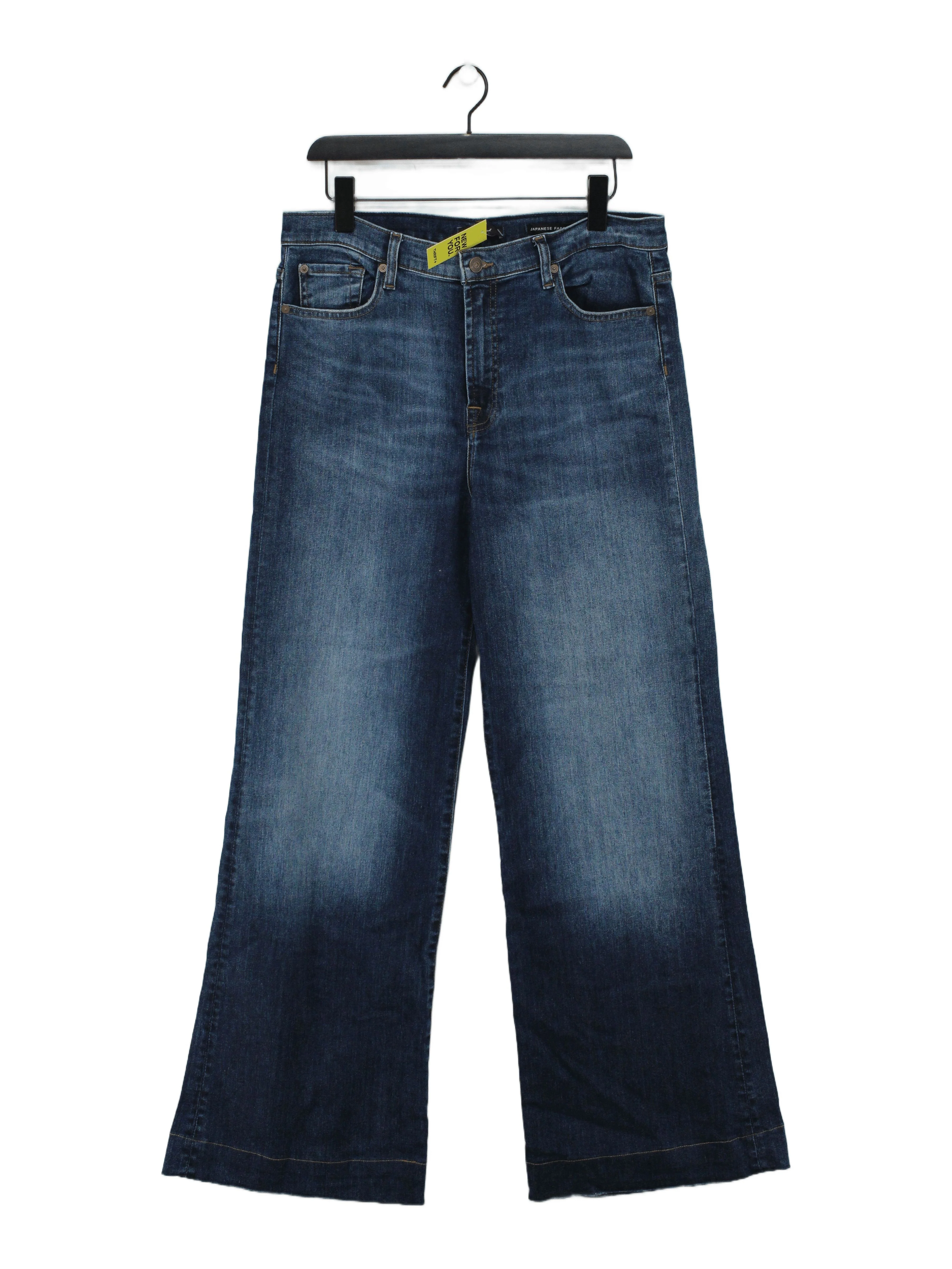 7 For All Mankind Women's Jeans W 32 in Blue Cotton with Elastane Wide-Leg