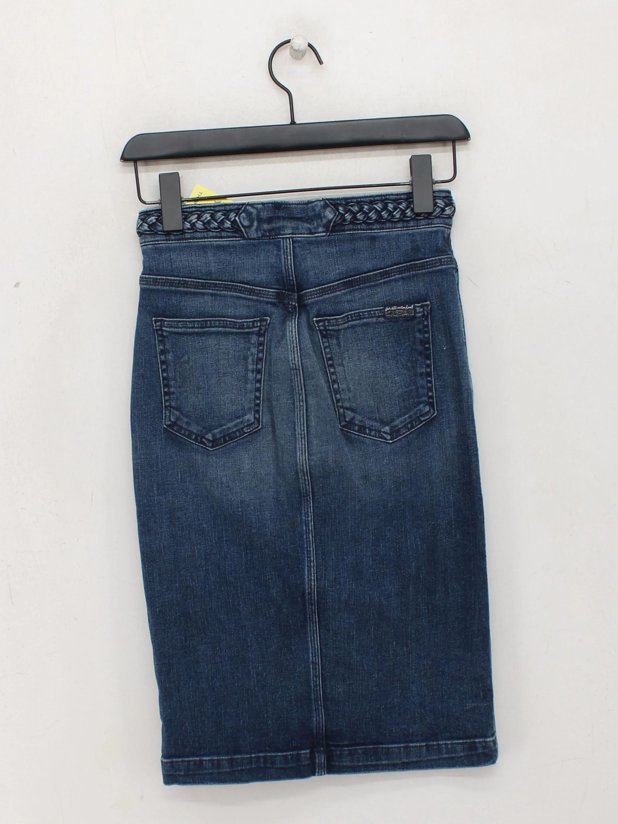 7 For All Mankind Women's Midi Skirt W 25 in Blue Cotton - Image 2