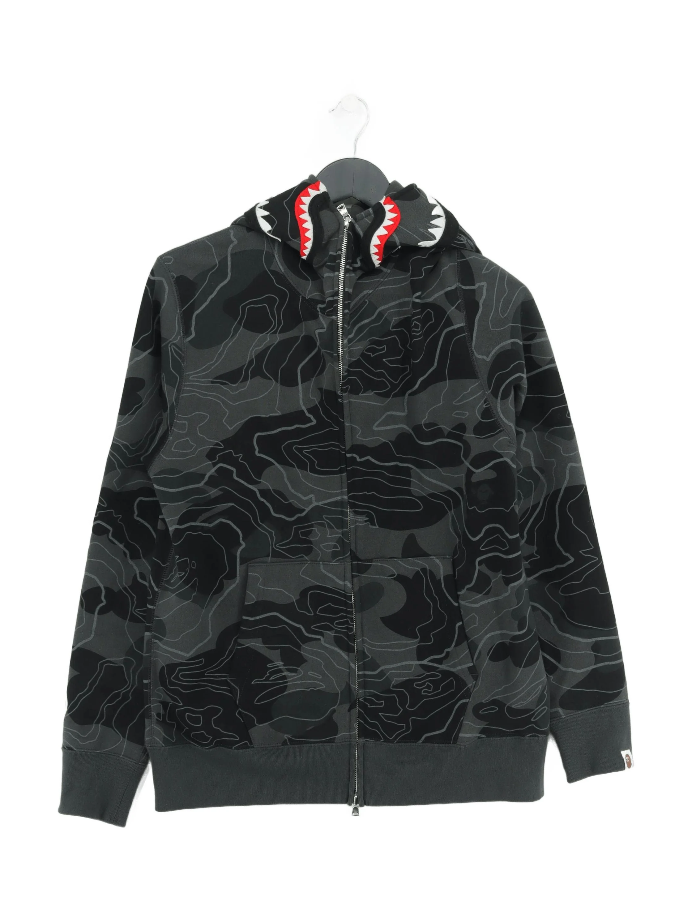 A Bathing Ape Men's Hoodie M Grey Graphic 100% Cotton Pullover