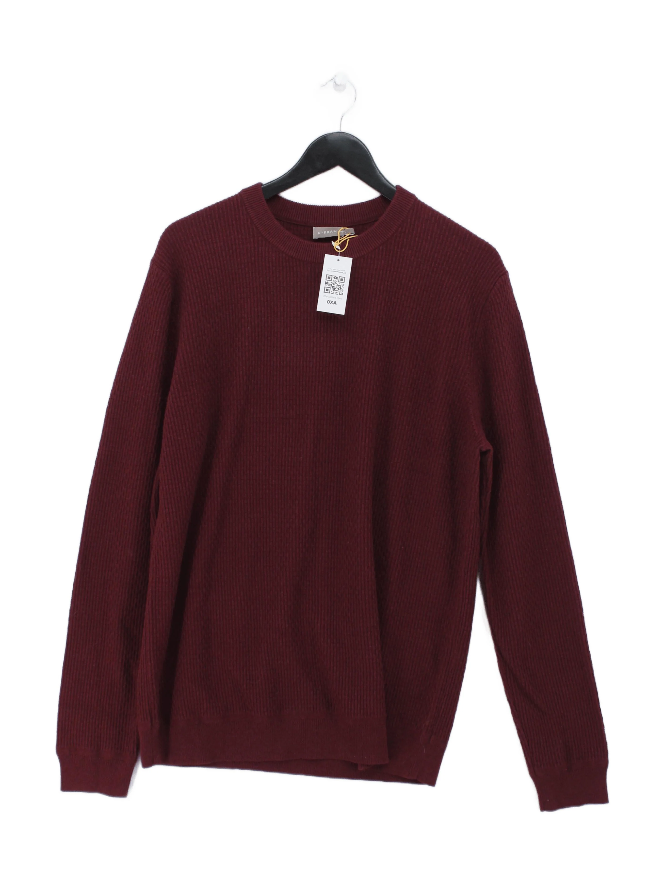 A-Frame Men's Jumper L Red 100% Cotton Crew Neck Pullover