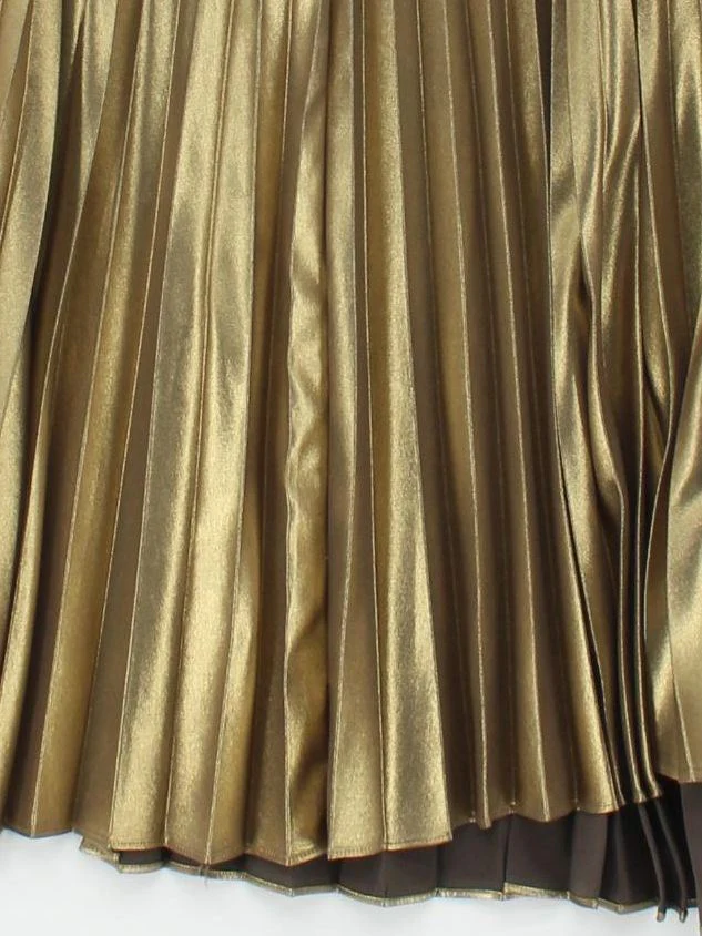 A.L.C. Women's Midi Skirt XS Gold 100% Polyester Midi Pleated - Image 4