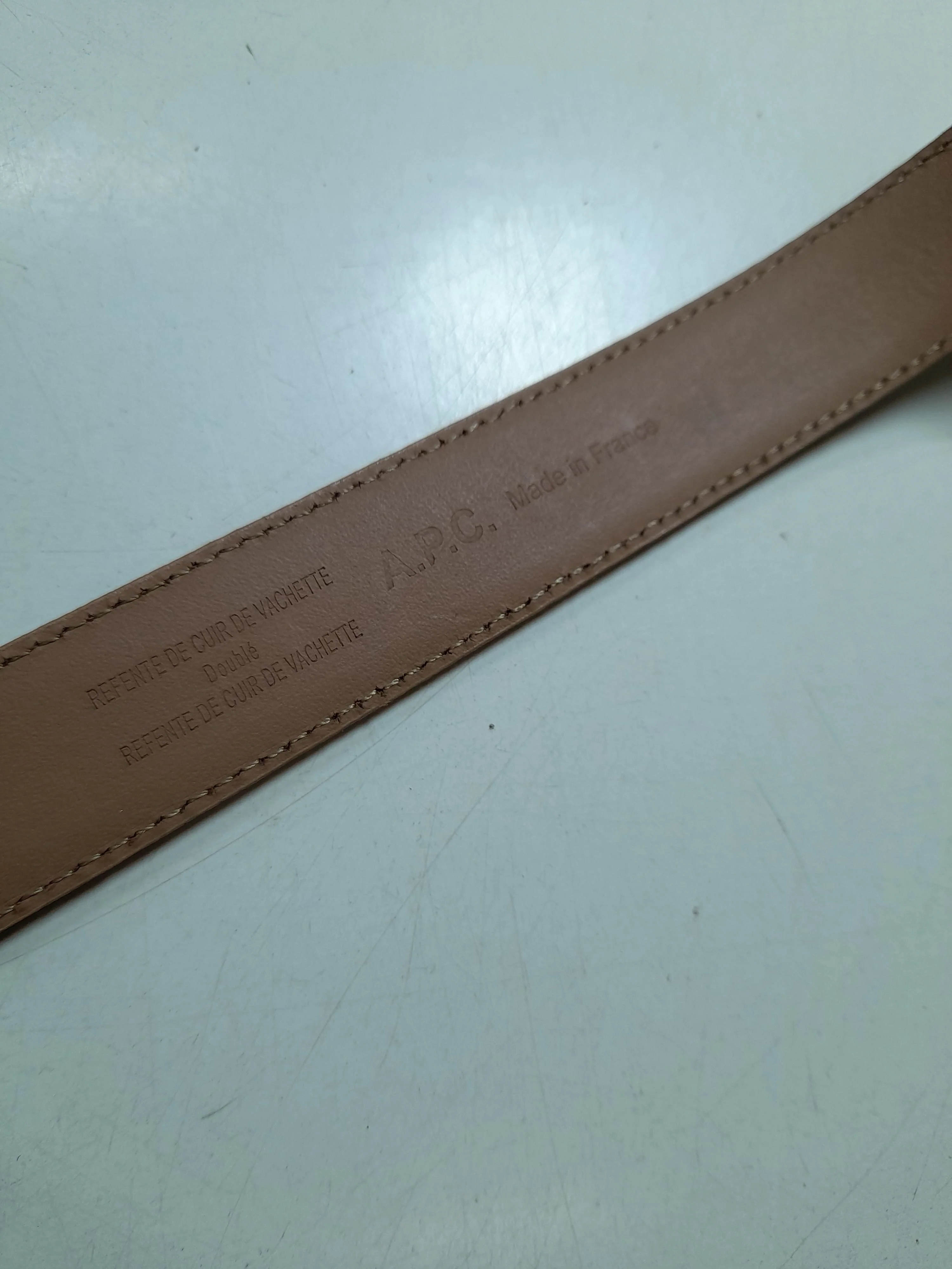 A.P.C. Men's Belt M Tan 100% Leather Dress Belt - Image 5