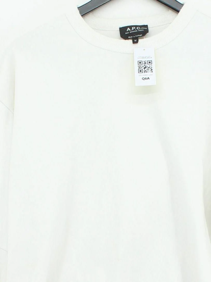A.P.C. Men's Hoodie M White Cotton with Elastane Pullover - Image 3