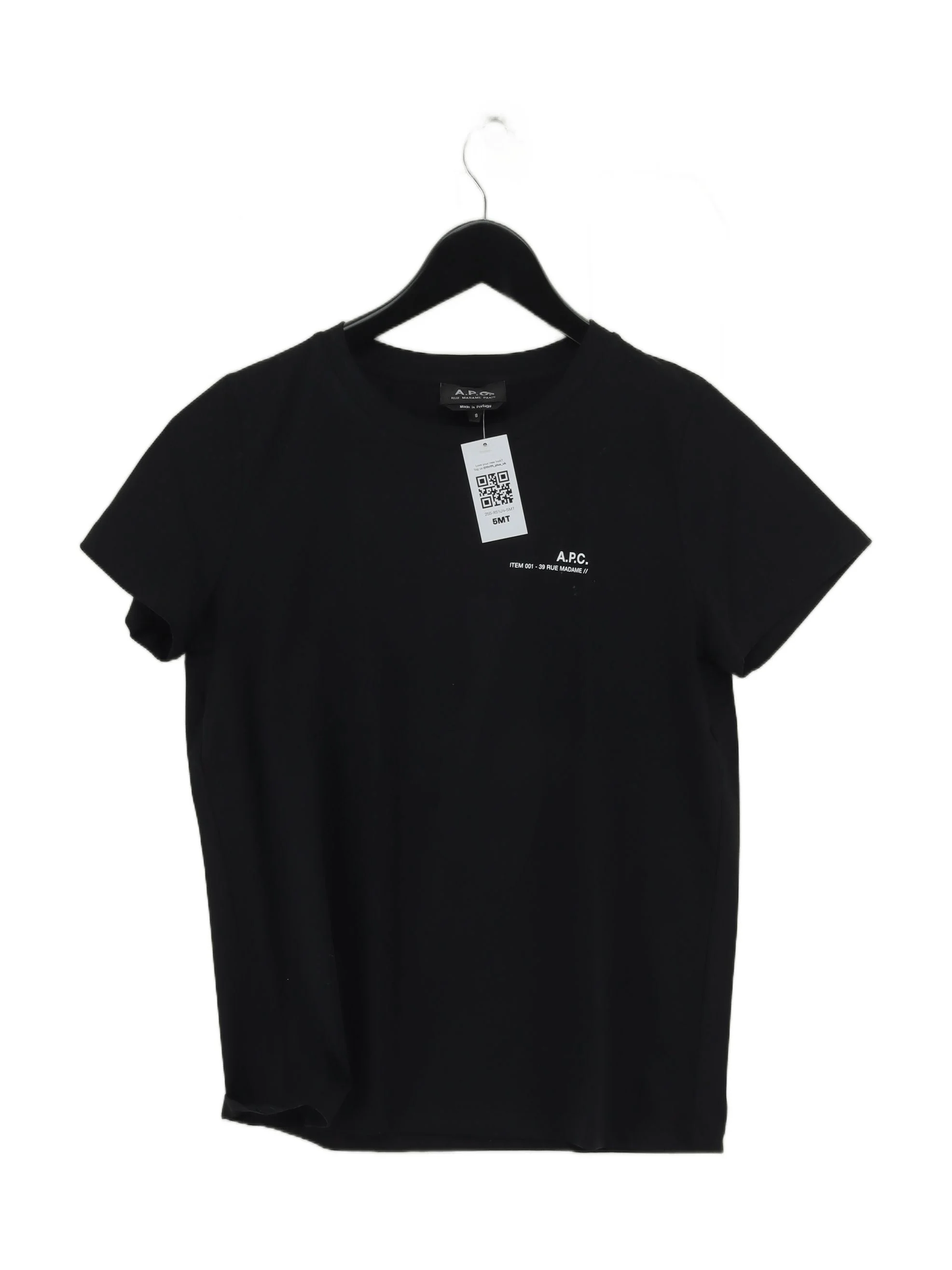 A.P.C. Men's T-Shirt S Black 100% Cotton Basic
