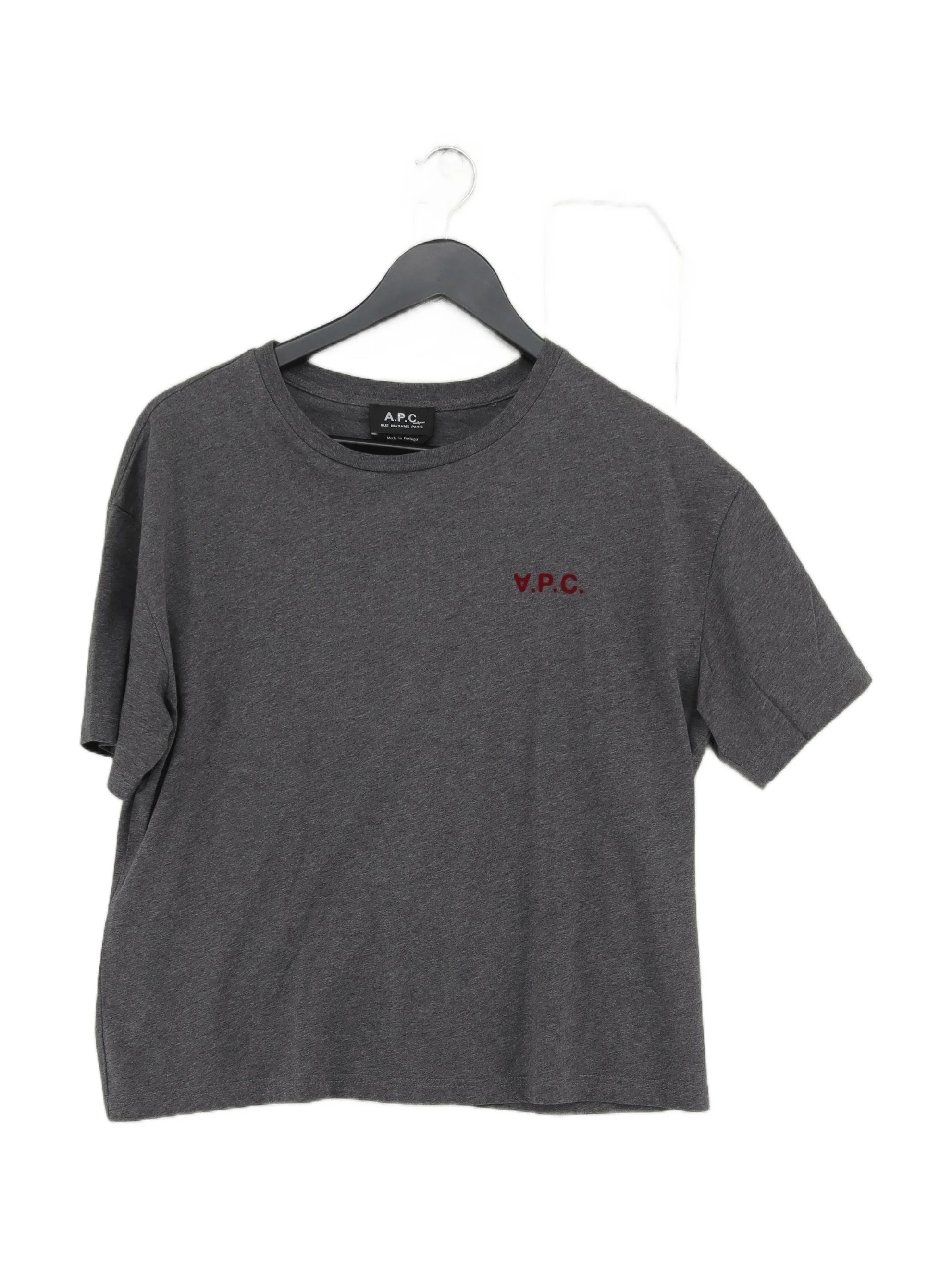 A.P.C. Men's T-Shirt S Grey Graphic 100% Cotton Basic