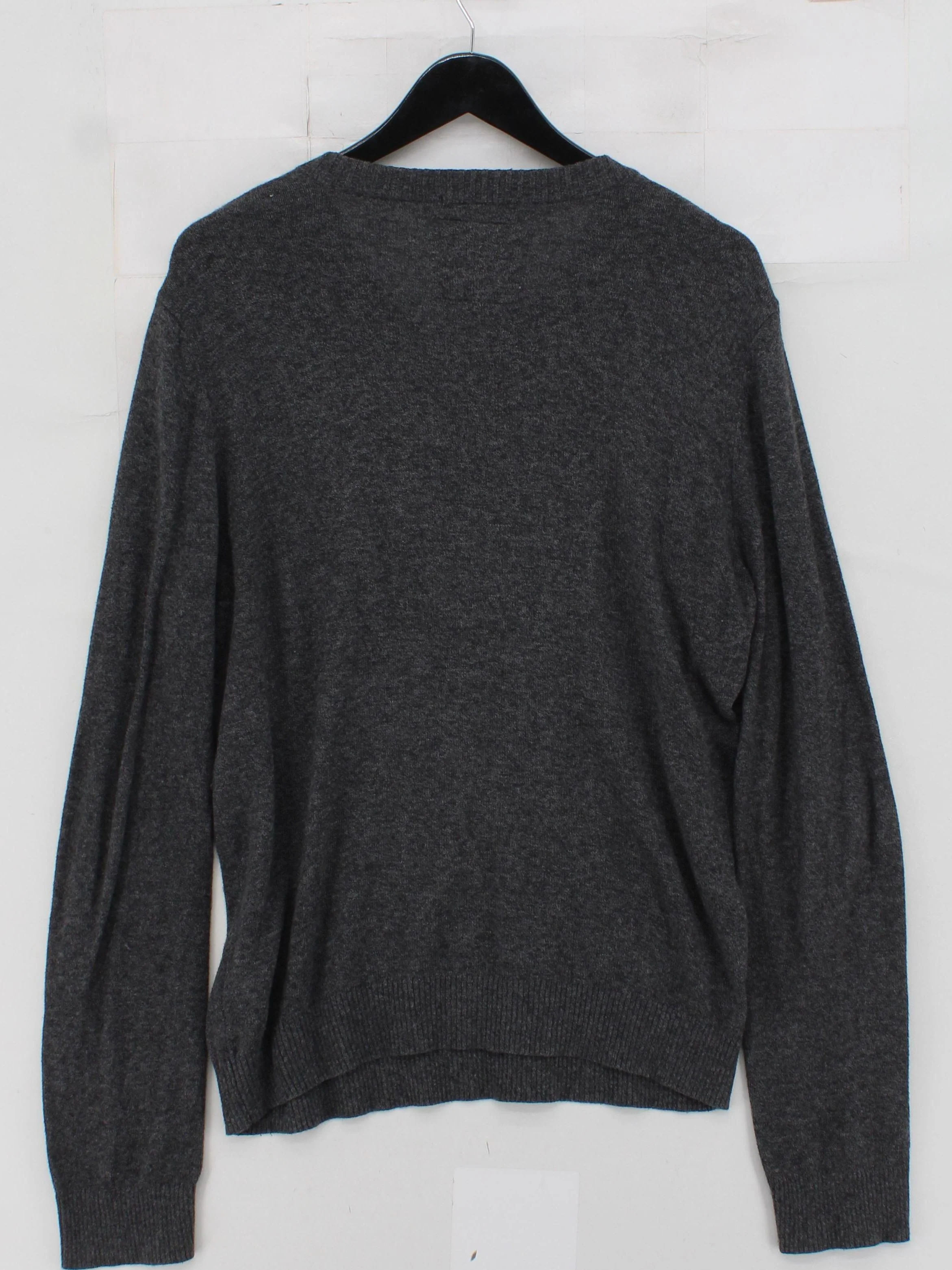 Abercrombie & Fitch Men's Jumper M Grey Cotton with Cashmere V-Neck Pullover - Image 2