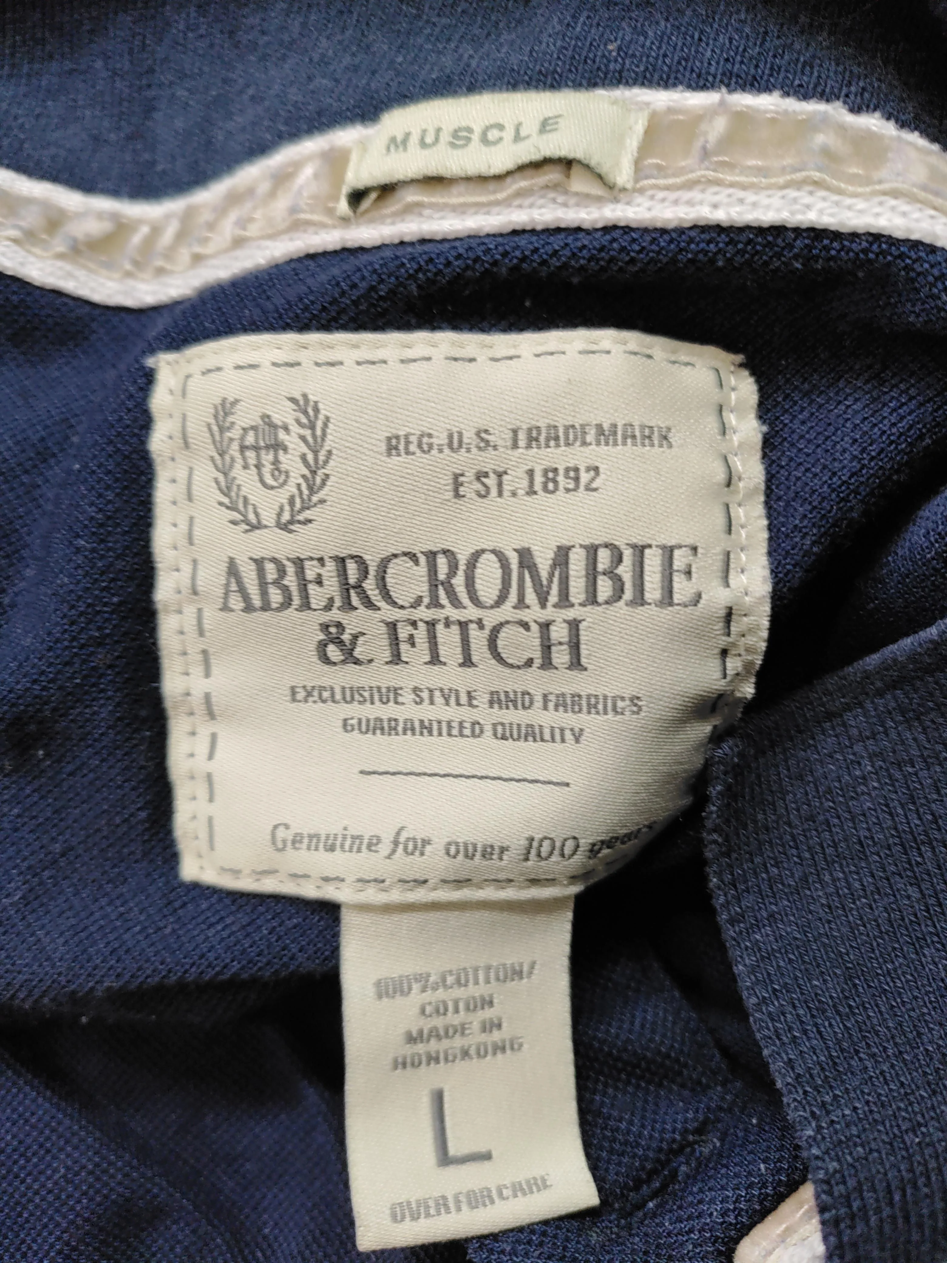 Abercrombie & Fitch Men's Polo L Blue 100% Cotton Basic - Image 7