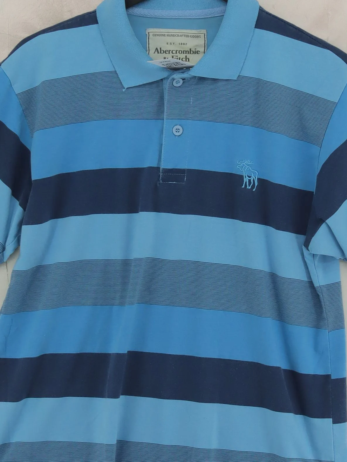 Abercrombie & Fitch Men's Polo L Blue Striped 100% Other Basic - Image 3