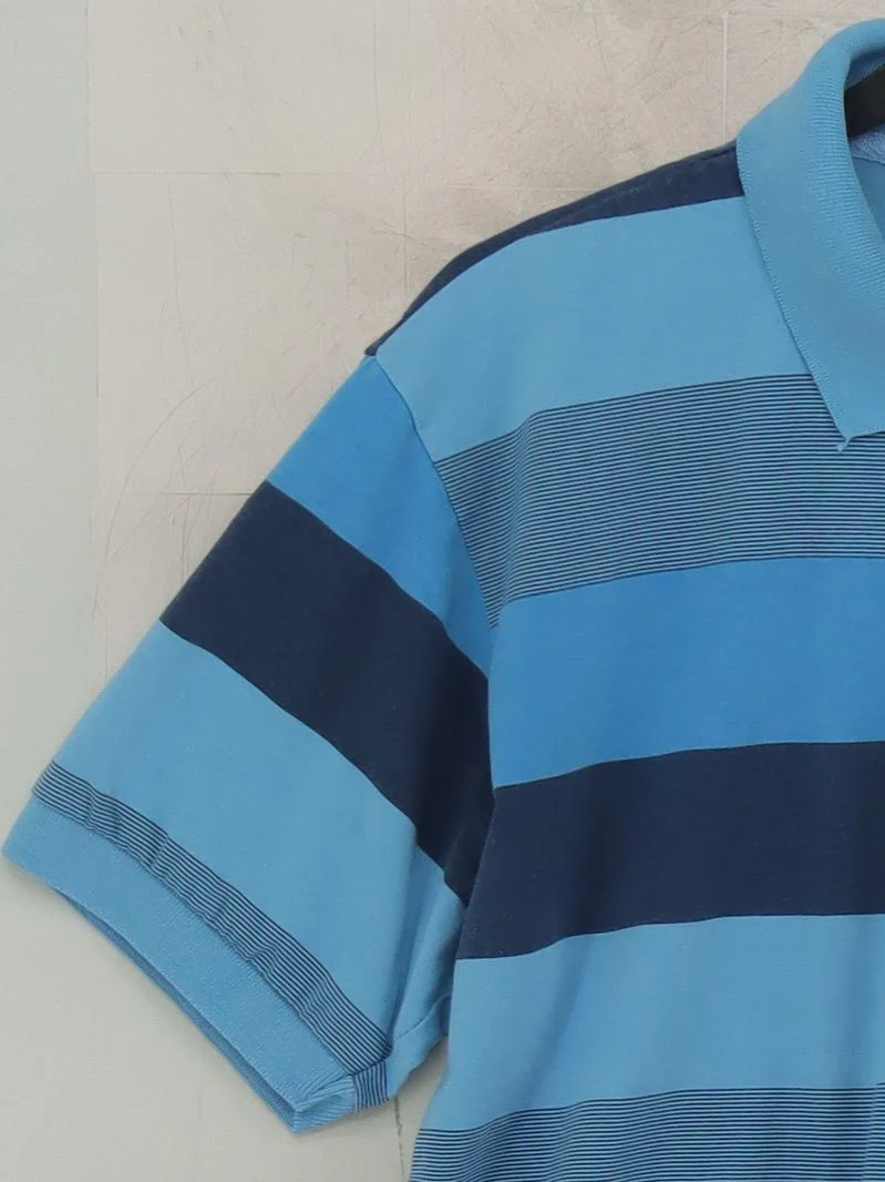 Abercrombie & Fitch Men's Polo L Blue Striped 100% Other Basic - Image 4