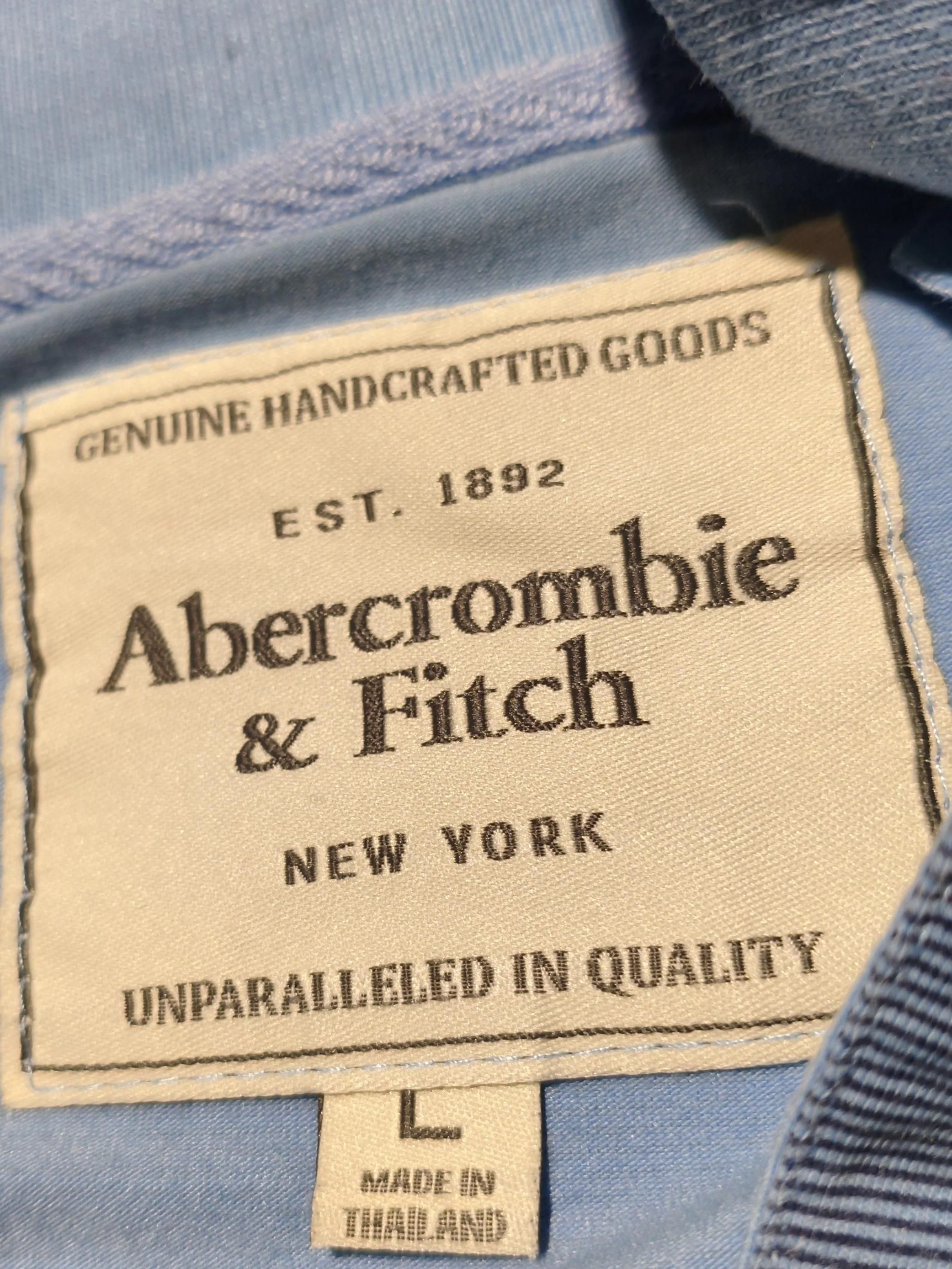 Abercrombie & Fitch Men's Polo L Blue Striped 100% Other Basic - Image 5