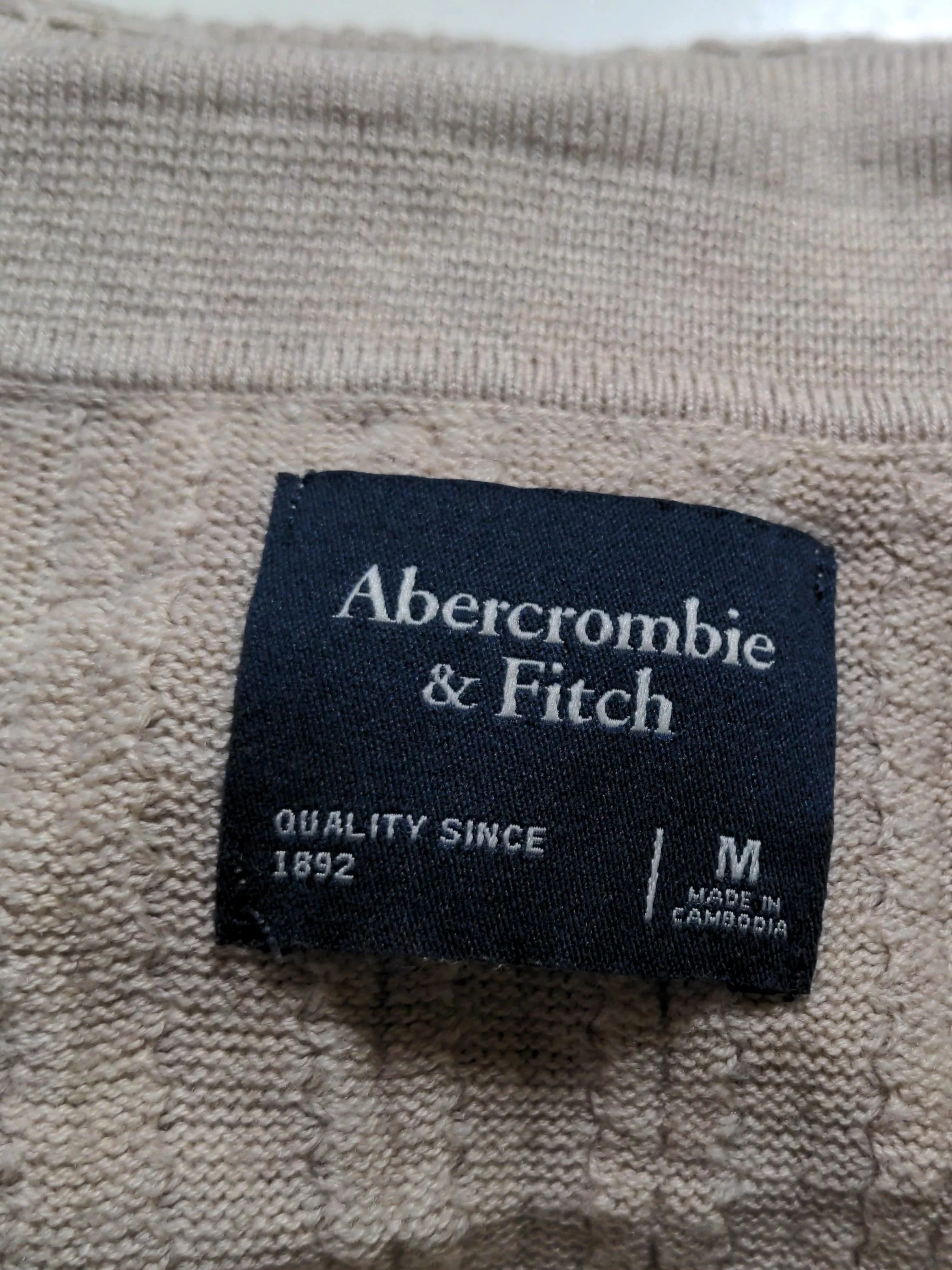 Abercrombie & Fitch Men's Polo M Cream Cotton with Nylon, Viscose Basic - Image 5