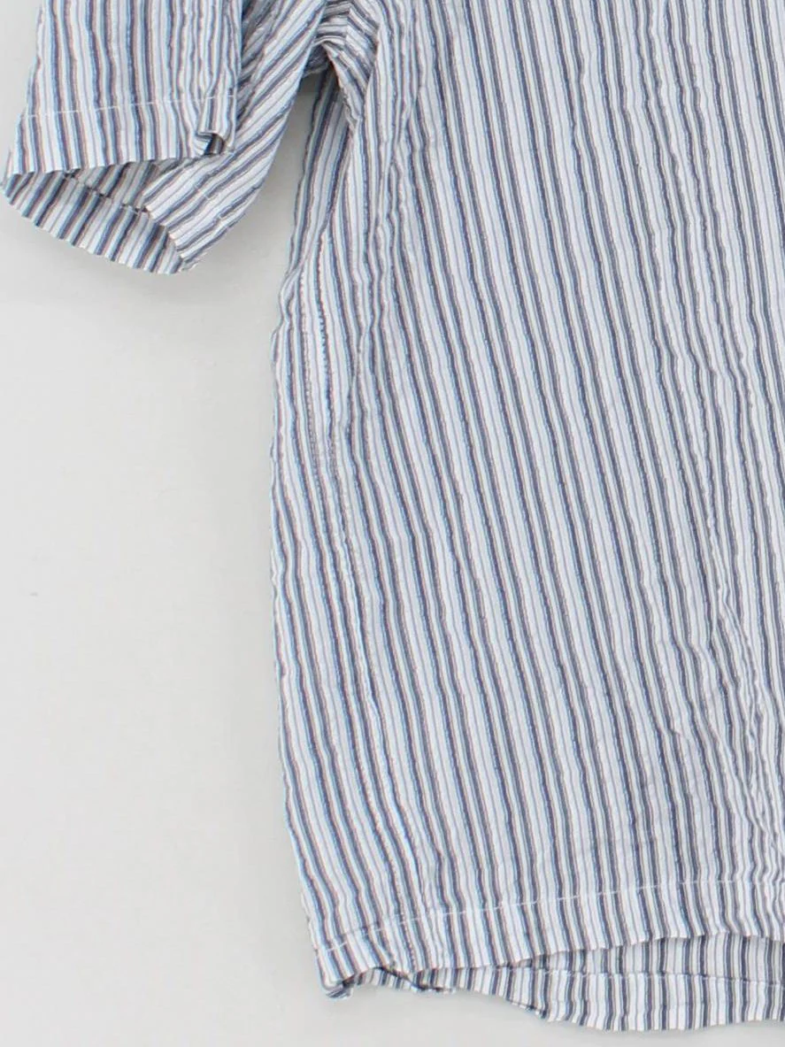 Abercrombie & Fitch Men's Shirt M Blue Striped Cotton with Lyocell Modal Basic - Image 4