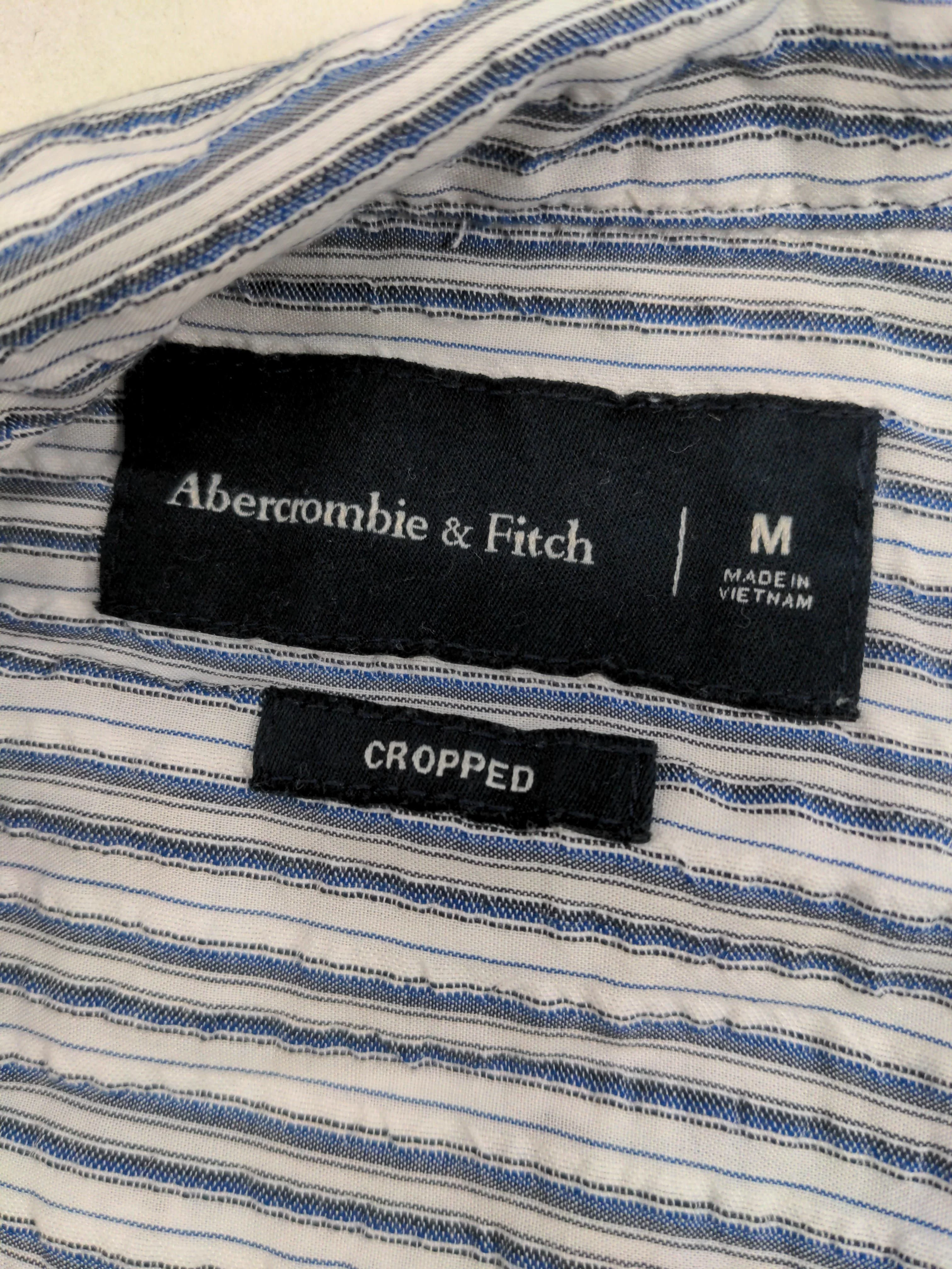 Abercrombie & Fitch Men's Shirt M Blue Striped Cotton with Lyocell Modal Basic - Image 5