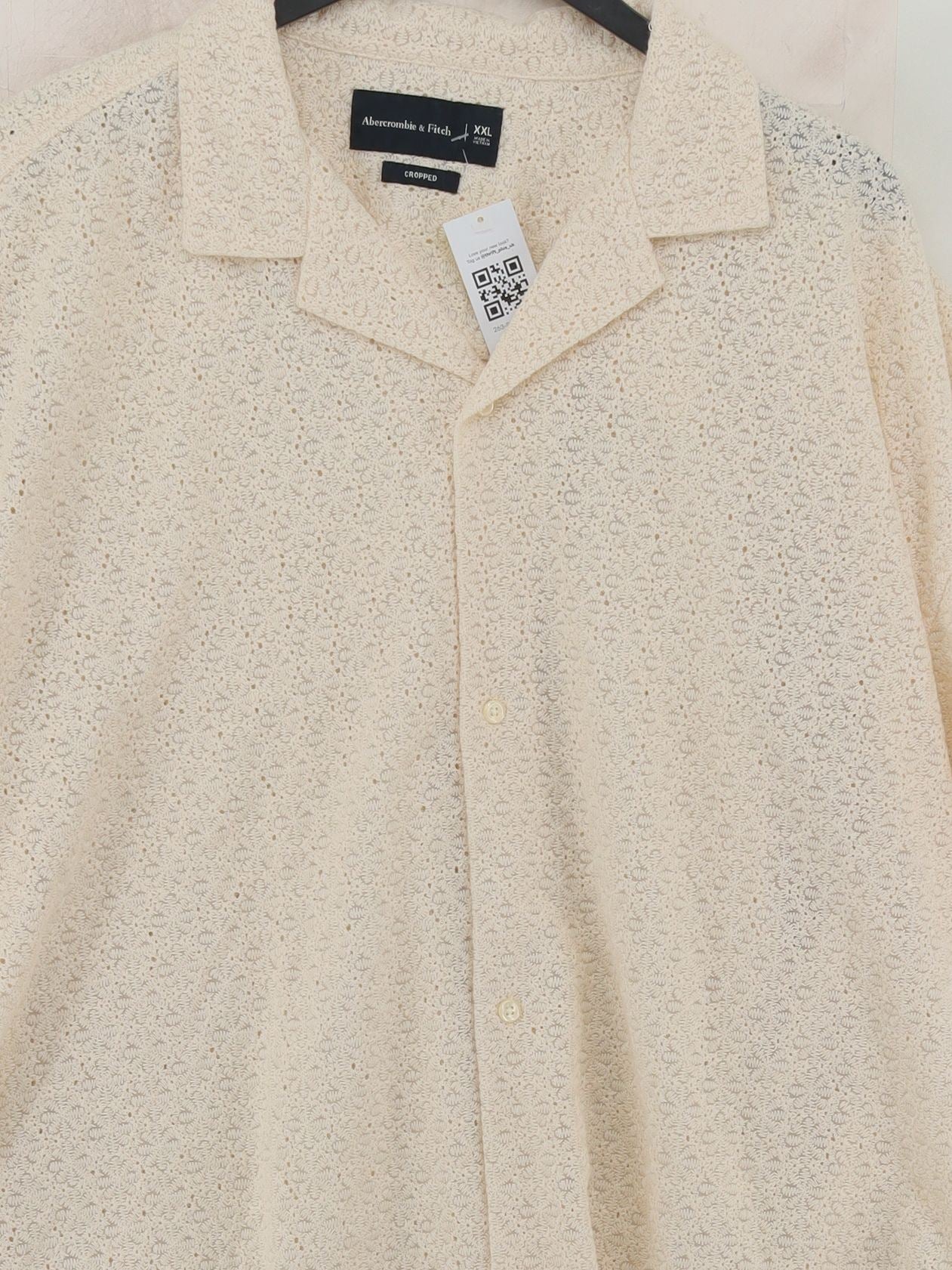 Abercrombie & Fitch Men's Shirt XXL Cream Cotton with Nylon Basic - Image 3