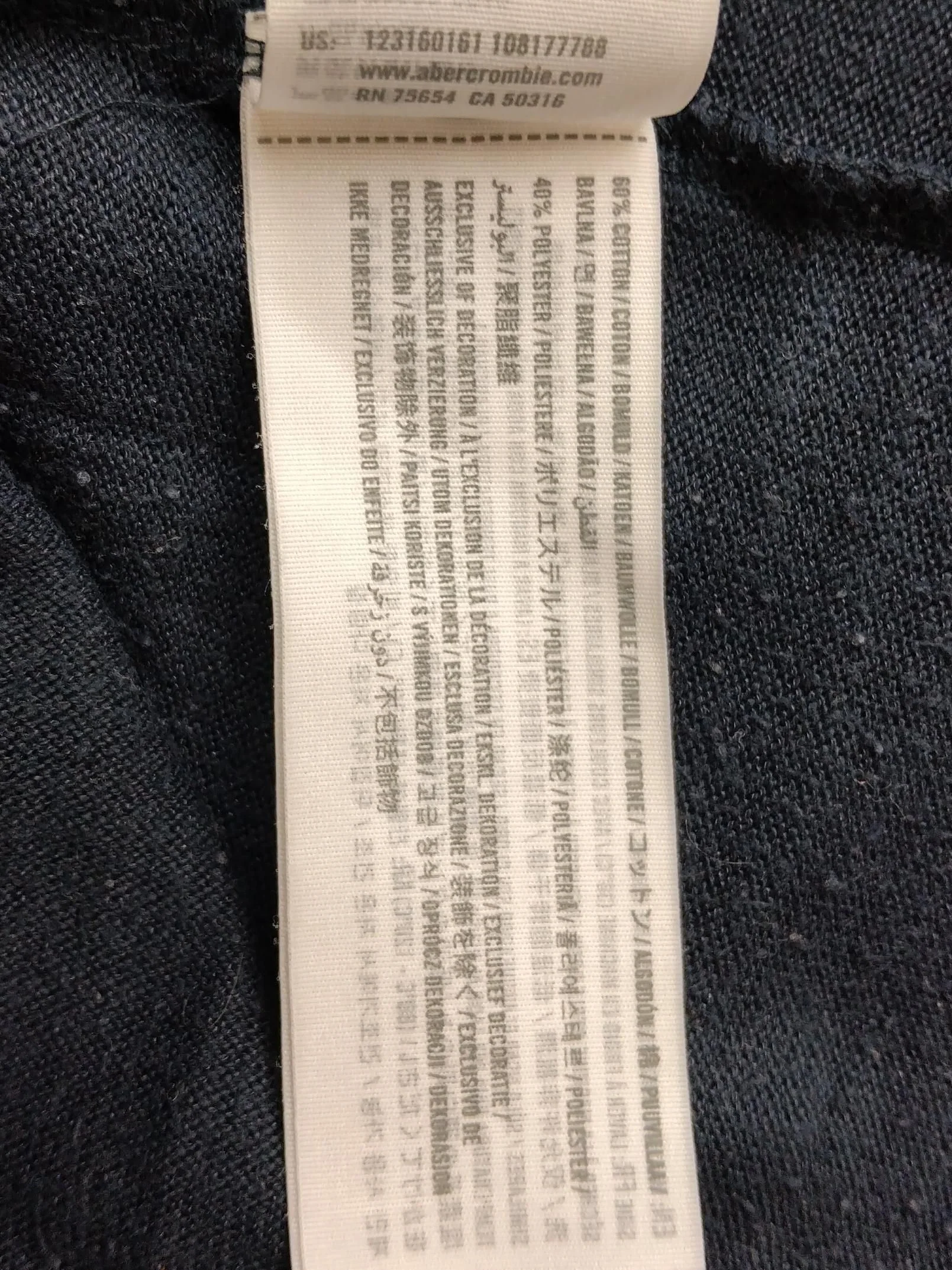 Abercrombie & Fitch Men's T-Shirt M Blue Graphic Cotton with Polyester Basic - Image 6