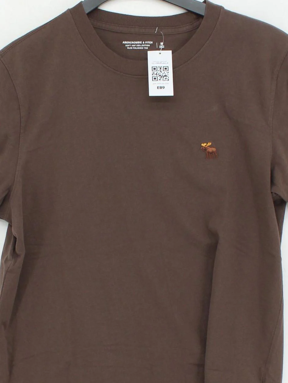 Abercrombie & Fitch Men's T-Shirt M Brown 100% Cotton Basic - Image 3