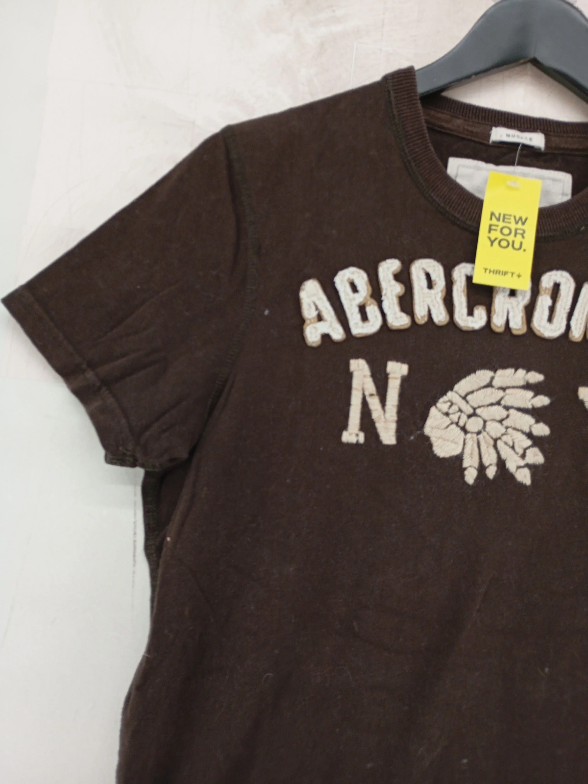 Abercrombie & Fitch Men's T-Shirt M Brown Graphic 100% Cotton Basic - Image 5