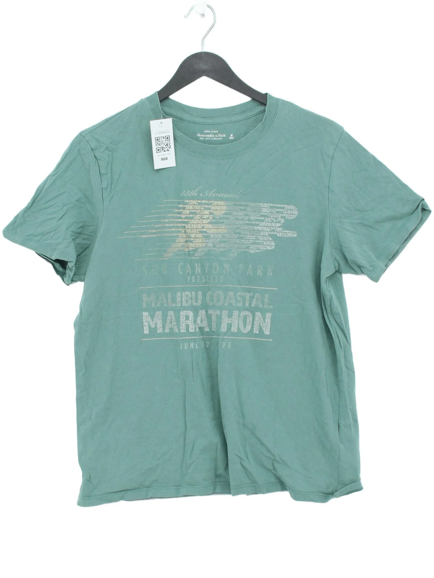 Abercrombie & Fitch Men's T-Shirt M Green Graphic 100% Cotton Basic