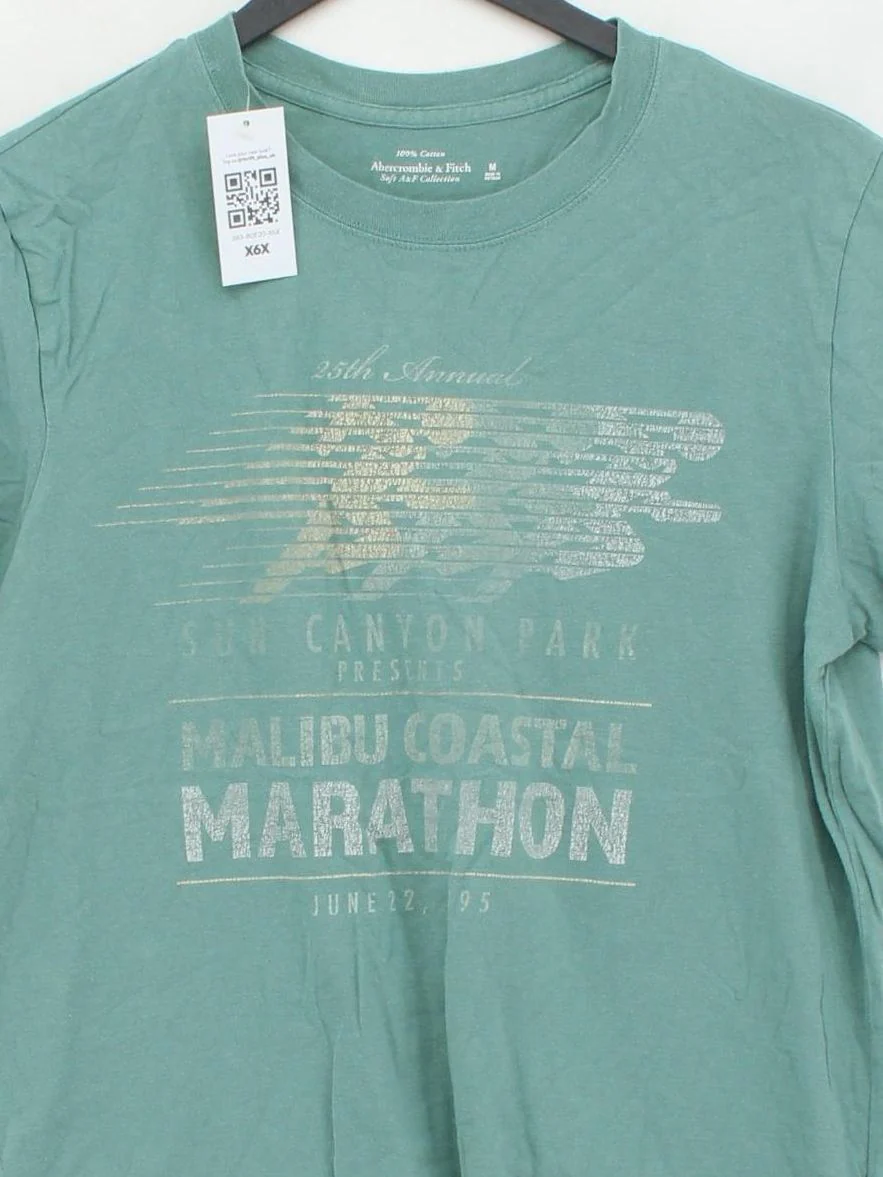 Abercrombie & Fitch Men's T-Shirt M Green Graphic 100% Cotton Basic - Image 3
