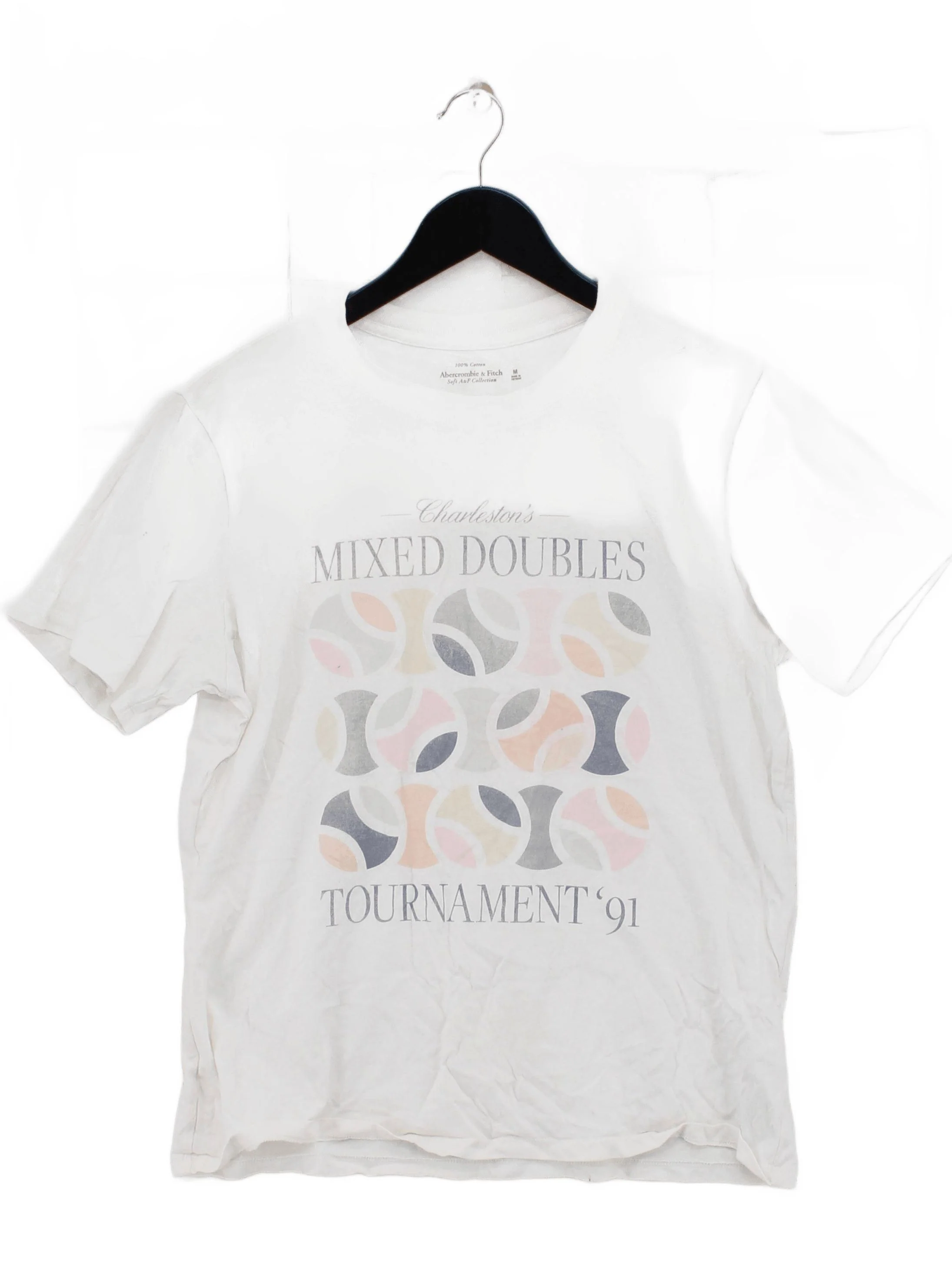 Abercrombie & Fitch Men's T-Shirt M White Graphic 100% Cotton Basic