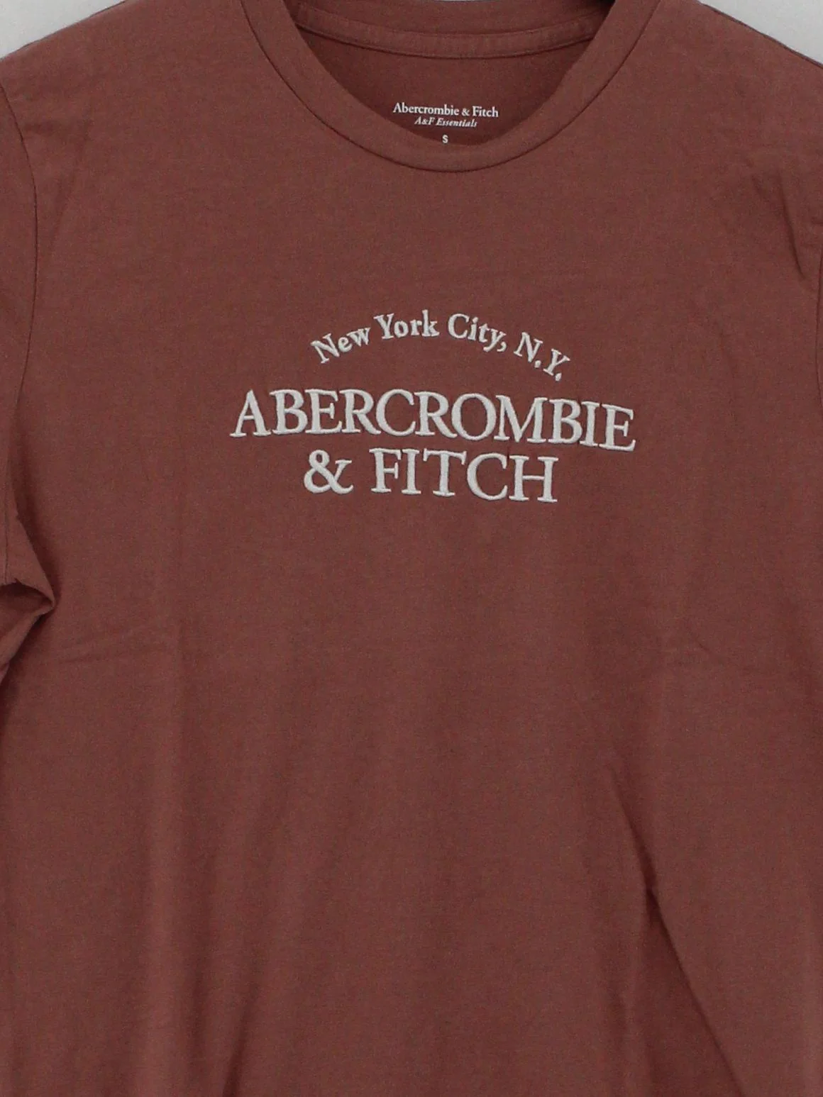 Abercrombie & Fitch Men's T-Shirt S Brown Graphic 100% Cotton Basic - Image 3