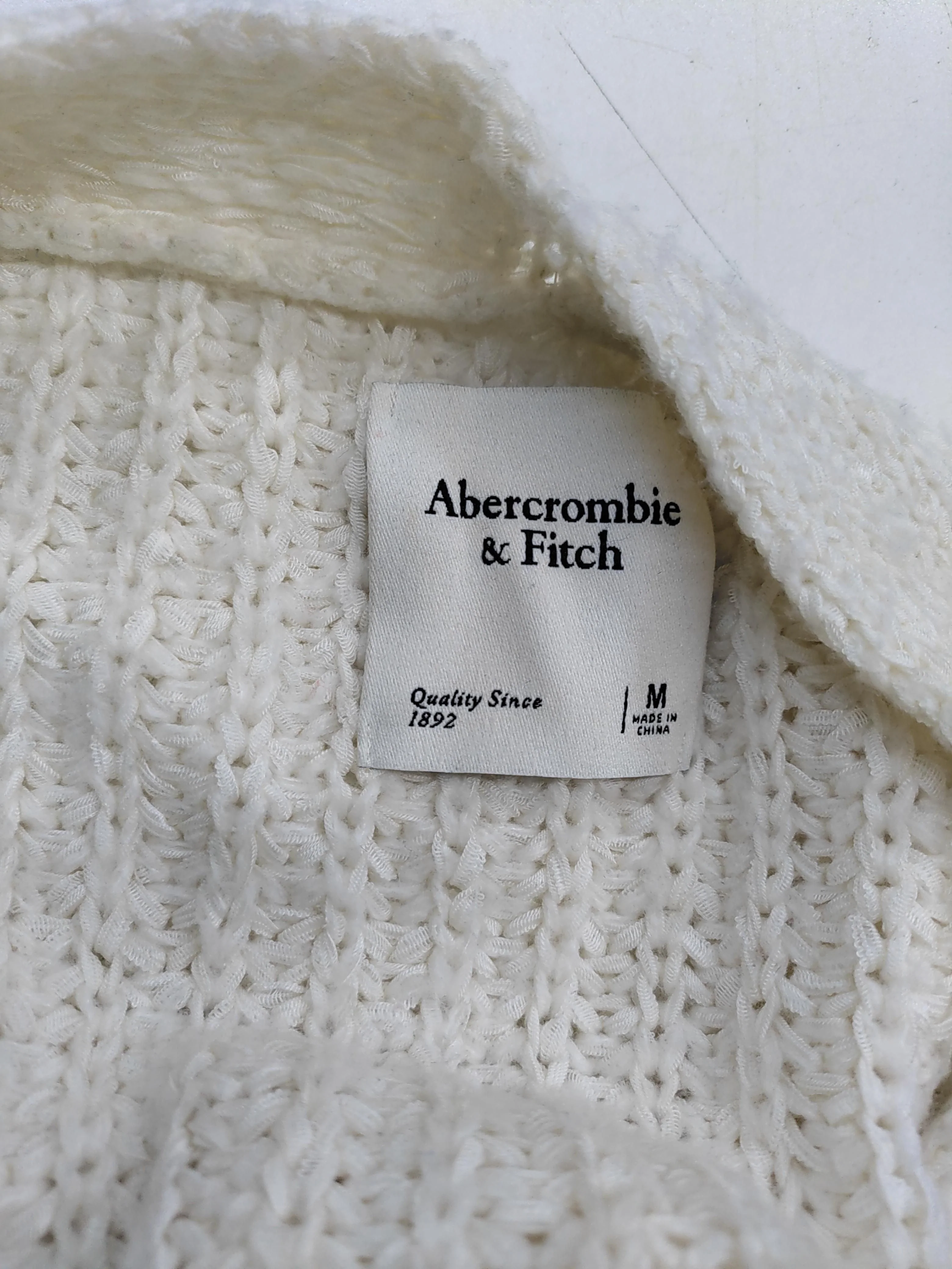 Abercrombie & Fitch Women's Cardigan M Cream Acrylic with Nylon V-Neck Cardigan - Image 6