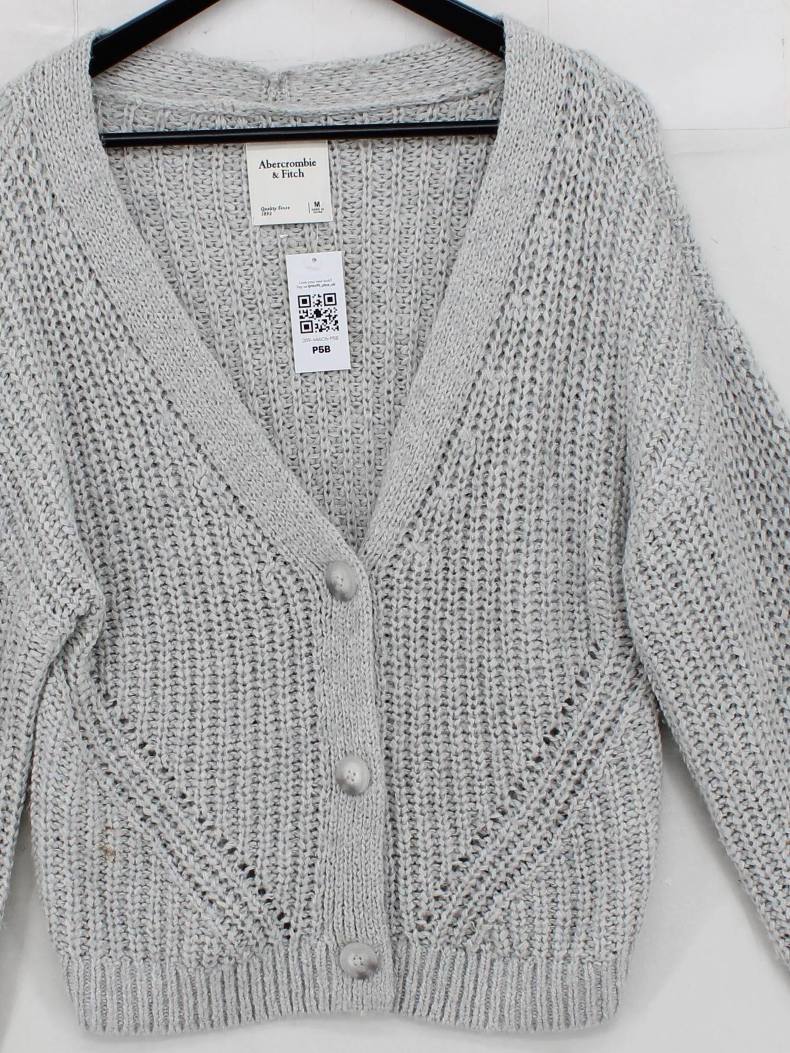 Abercrombie & Fitch Women's Cardigan M Grey 100% Other V-Neck Cardigan - Image 3