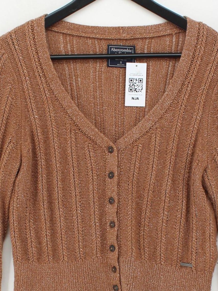 Abercrombie & Fitch Women's Cardigan S Brown Cotton - Image 3