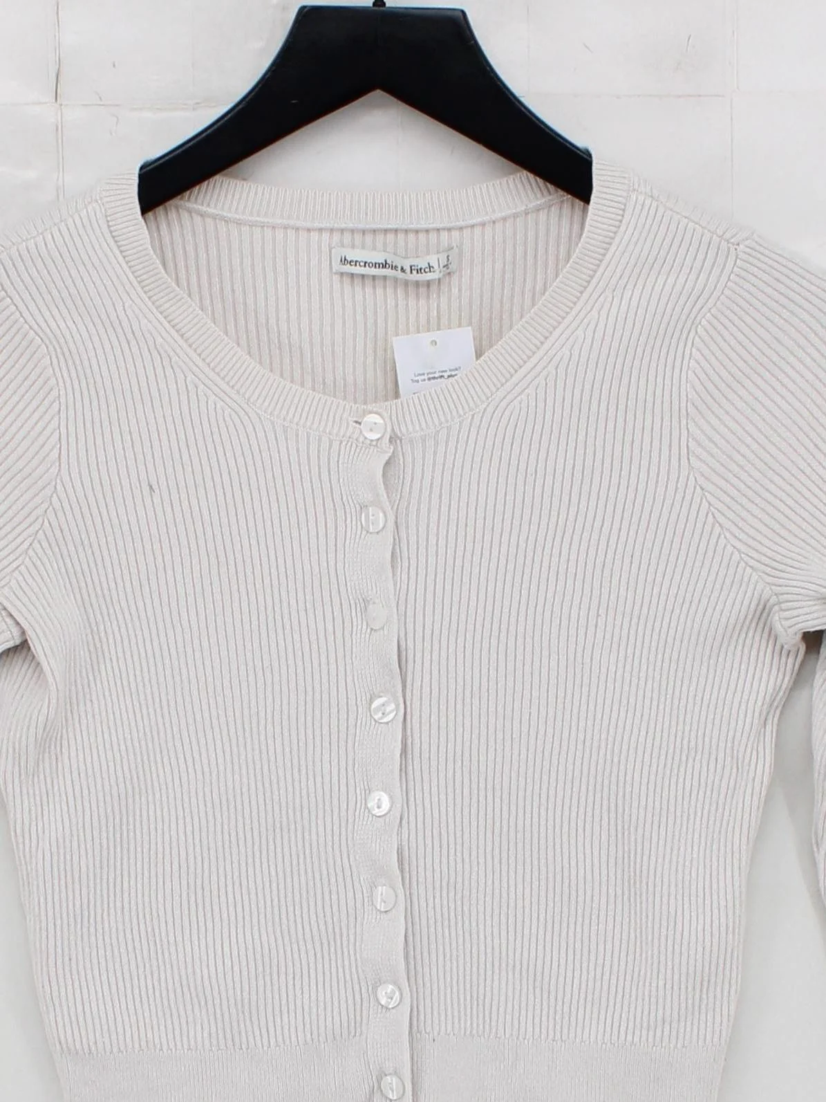 Abercrombie & Fitch Women's Cardigan S Cream 100% Other Round Neck Cardigan - Image 3