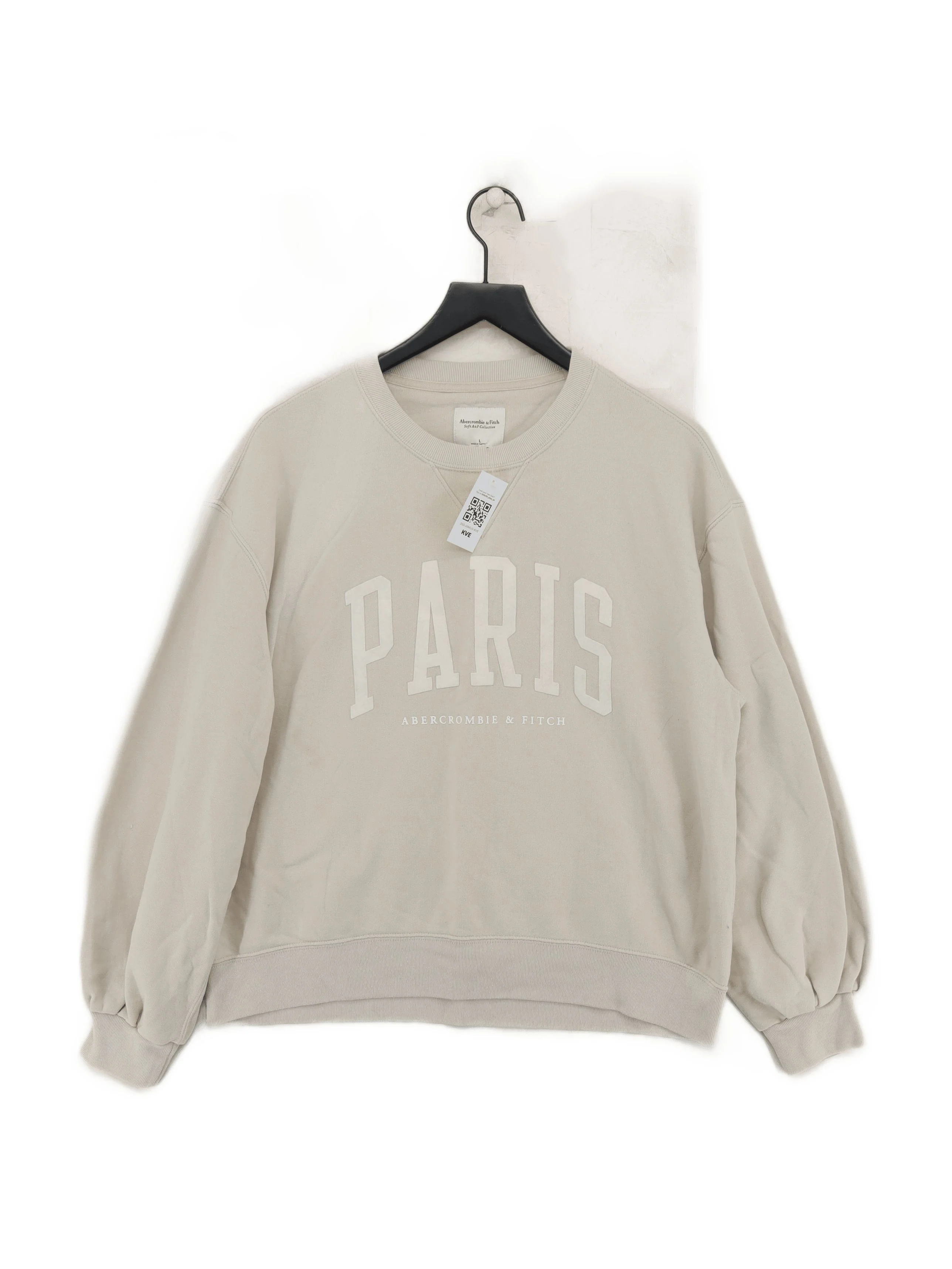Abercrombie & Fitch Women's Hoodie L Cream Cotton with Polyester Pullover