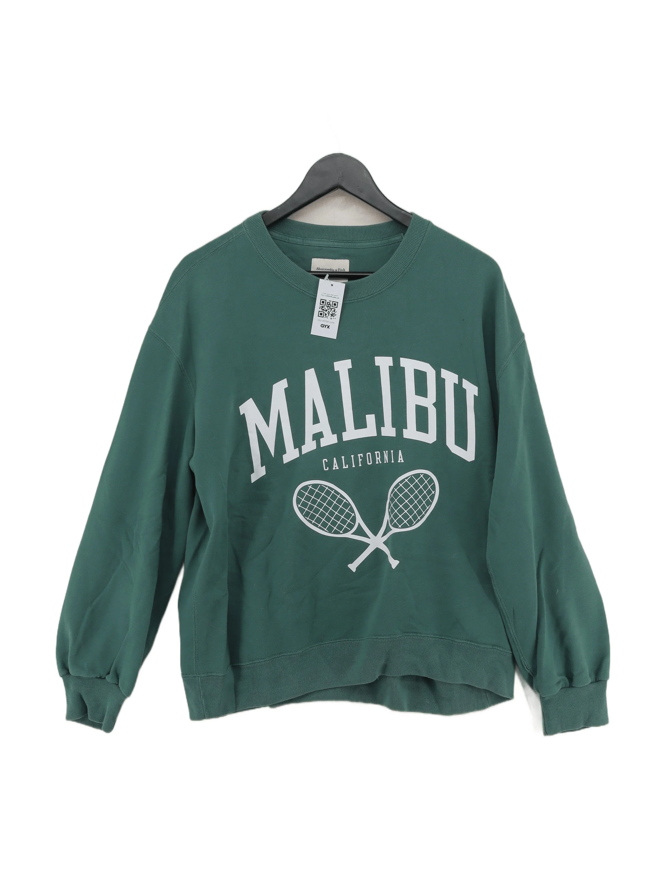 Abercrombie & Fitch Women's Hoodie L Green Cotton with Polyester Pullover
