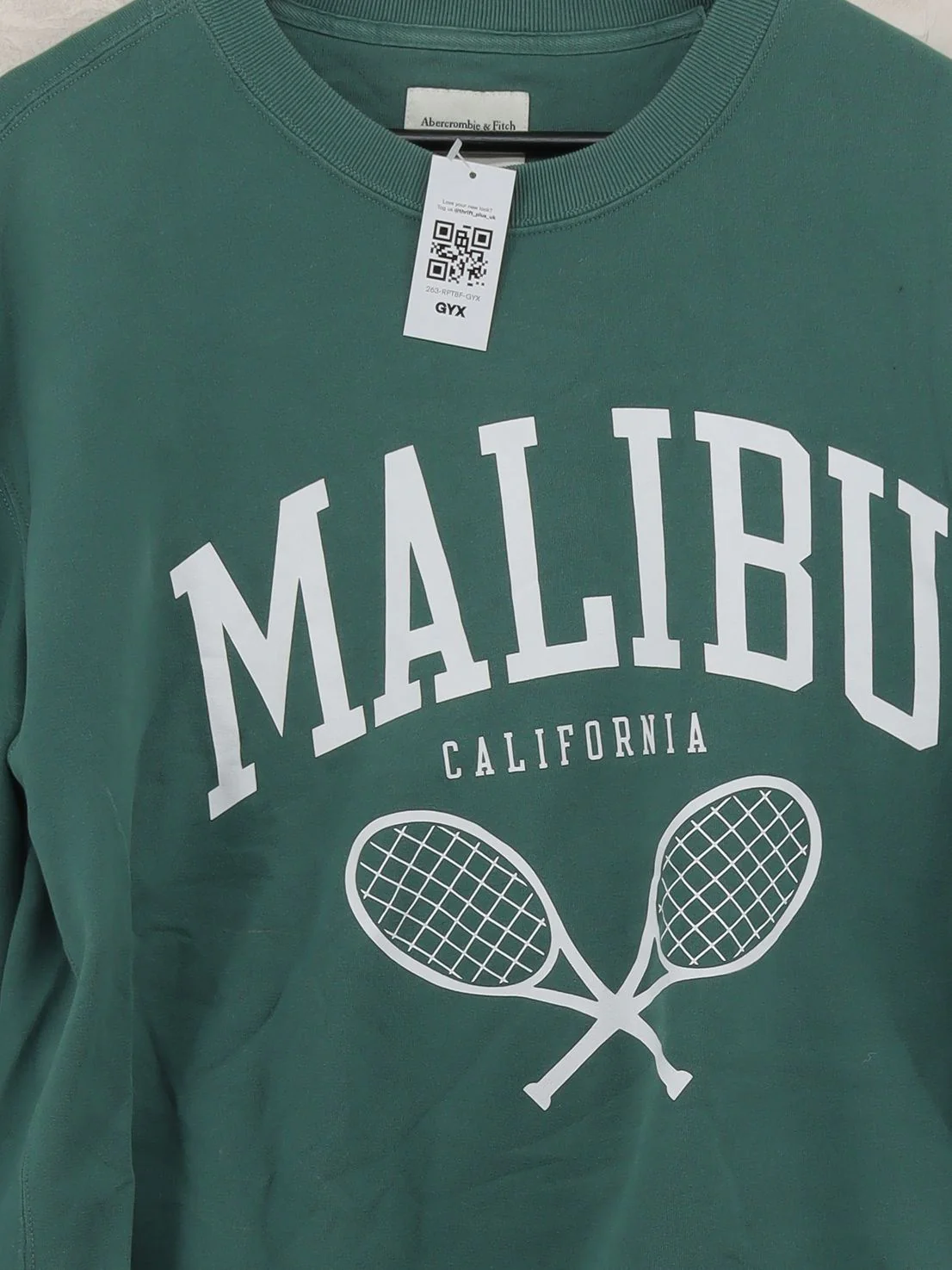 Abercrombie & Fitch Women's Hoodie L Green Cotton with Polyester Pullover - Image 3
