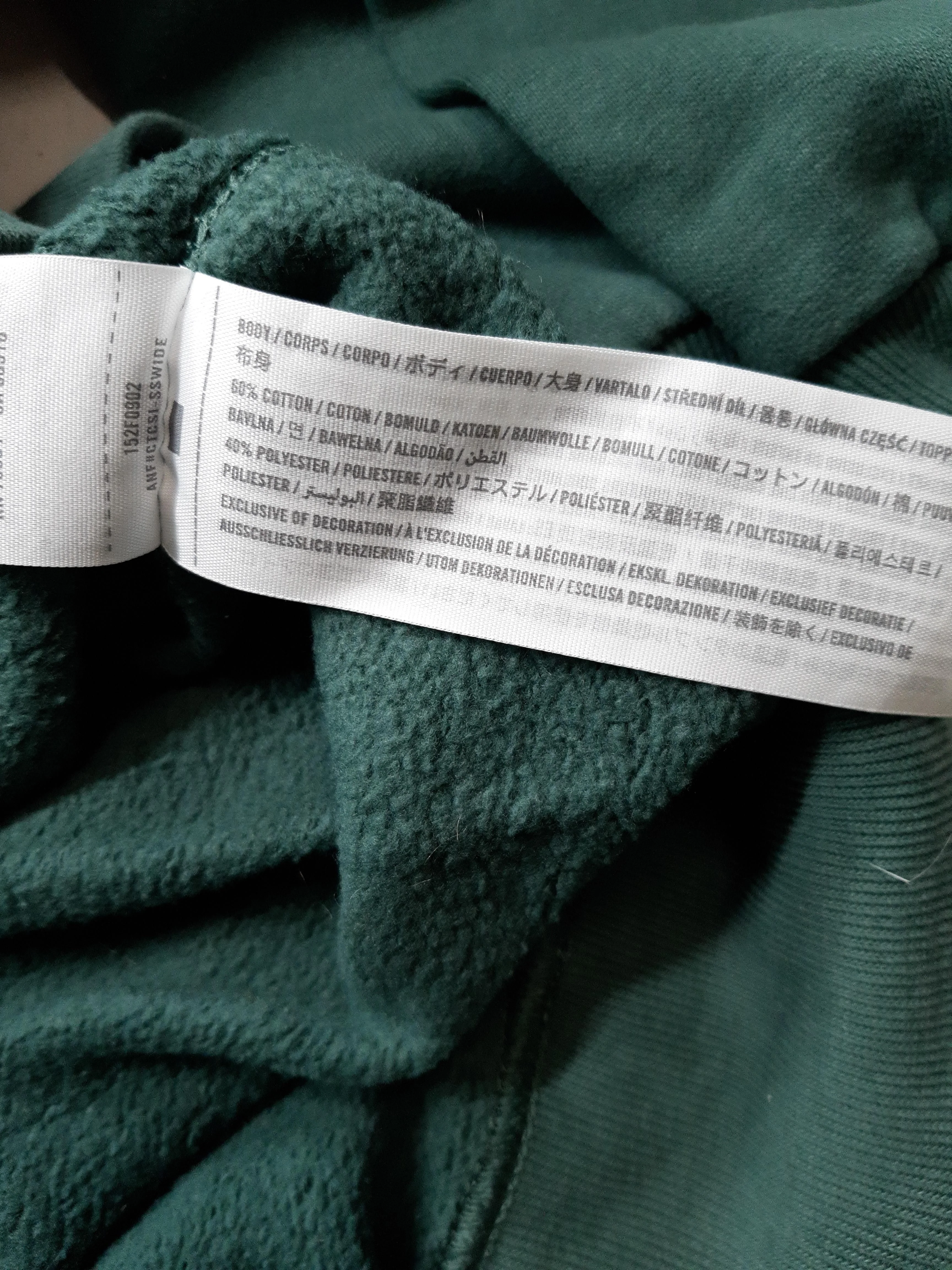 Abercrombie & Fitch Women's Hoodie L Green Cotton with Polyester Pullover - Image 6