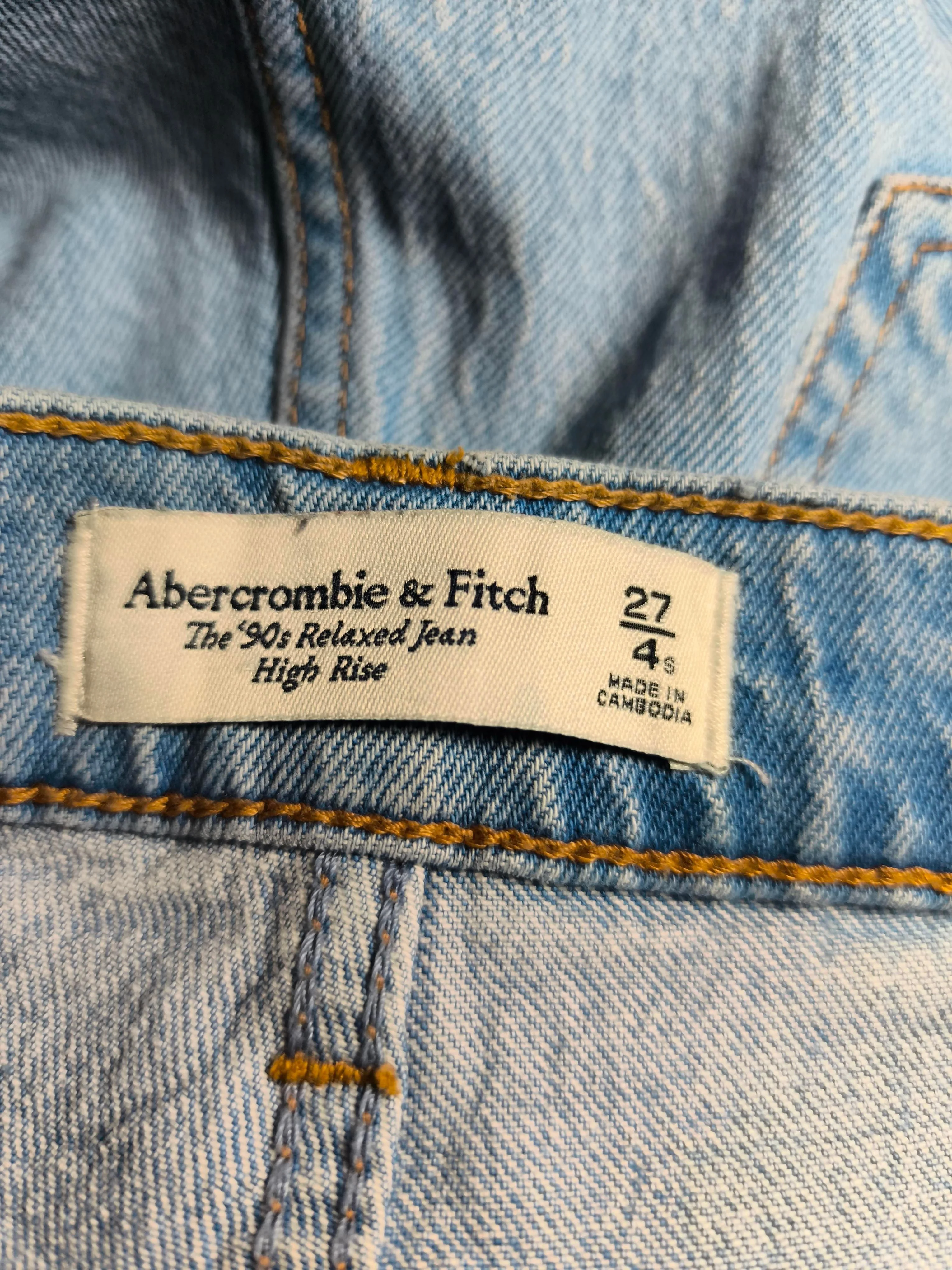 Abercrombie & Fitch Women's Jeans S Blue Cotton with Elastane Wide-Leg - Image 6