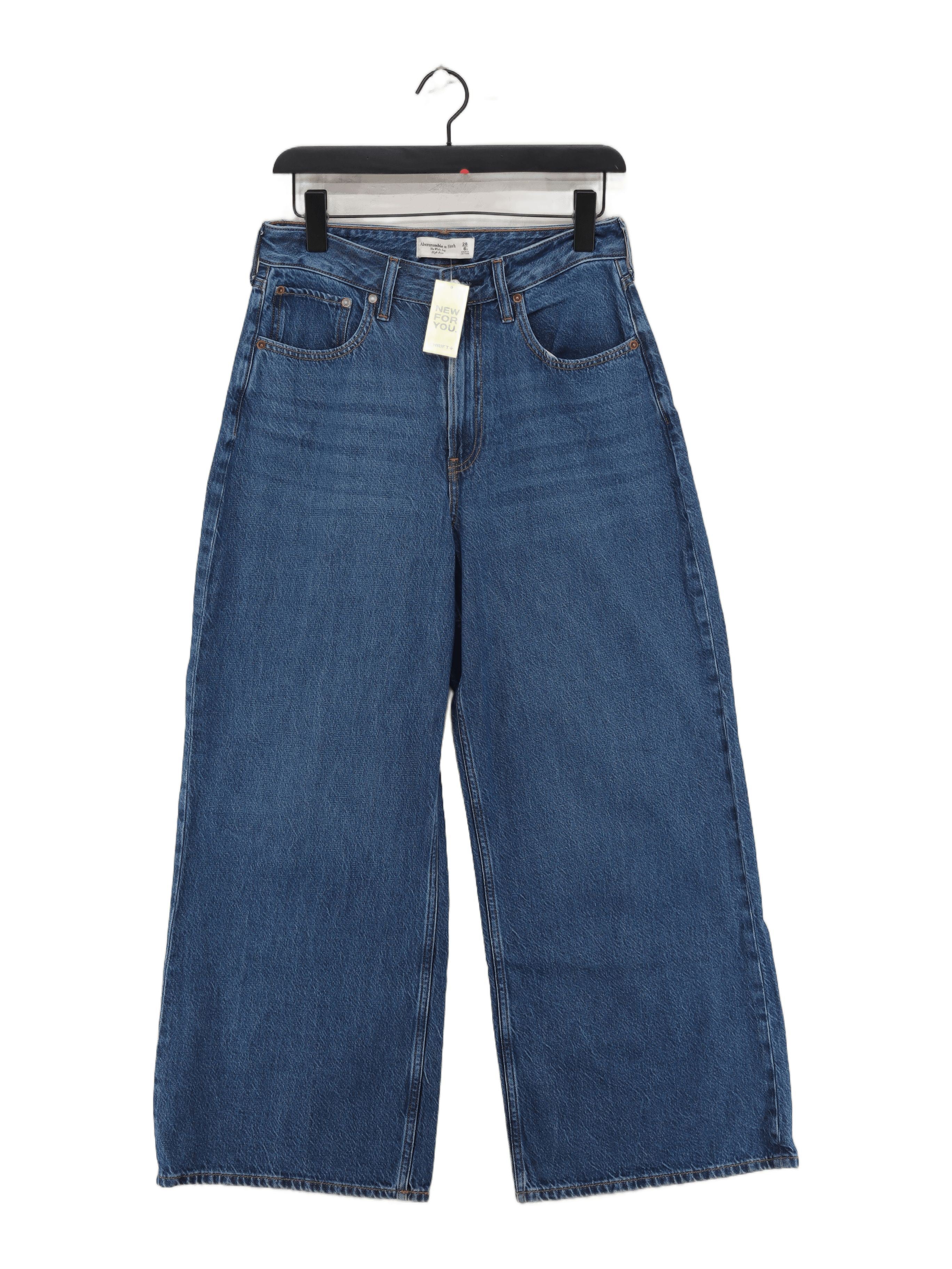 Abercrombie & Fitch Women's Jeans UK 10 Blue Cotton with Elastane Wide-Leg