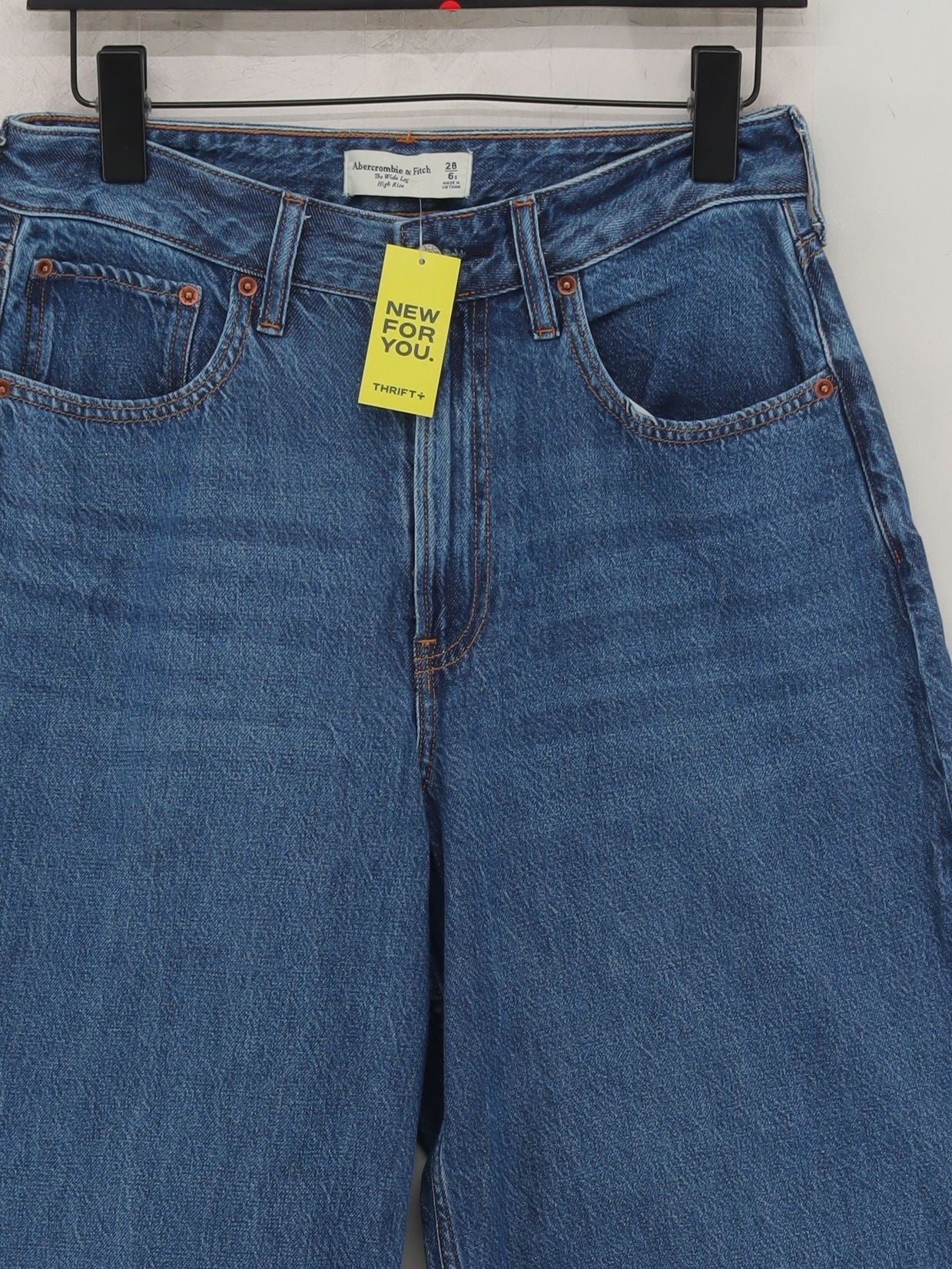 Abercrombie & Fitch Women's Jeans UK 10 Blue Cotton with Elastane Wide-Leg - Image 3