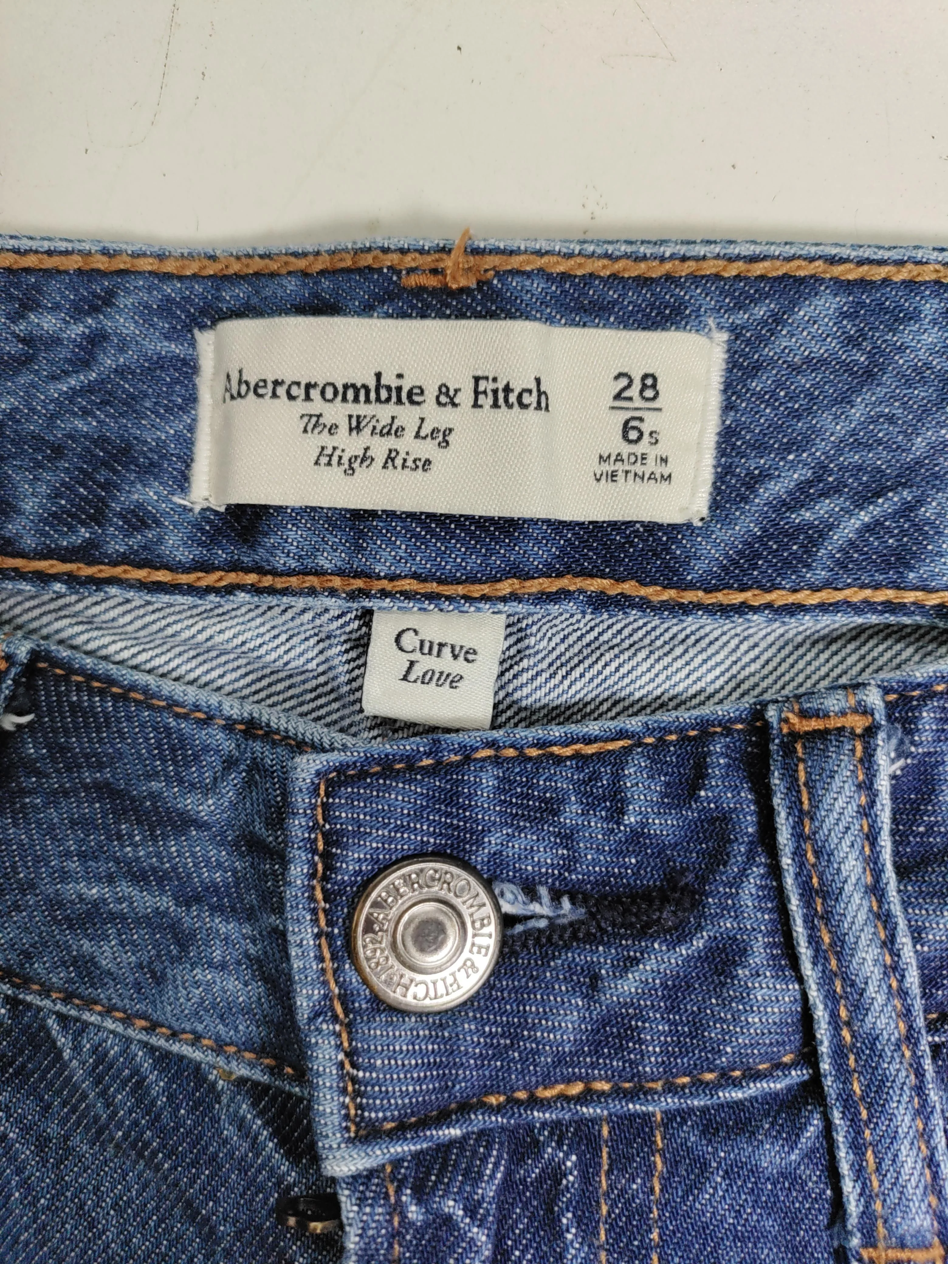 Abercrombie & Fitch Women's Jeans UK 10 Blue Cotton with Elastane Wide-Leg - Image 5